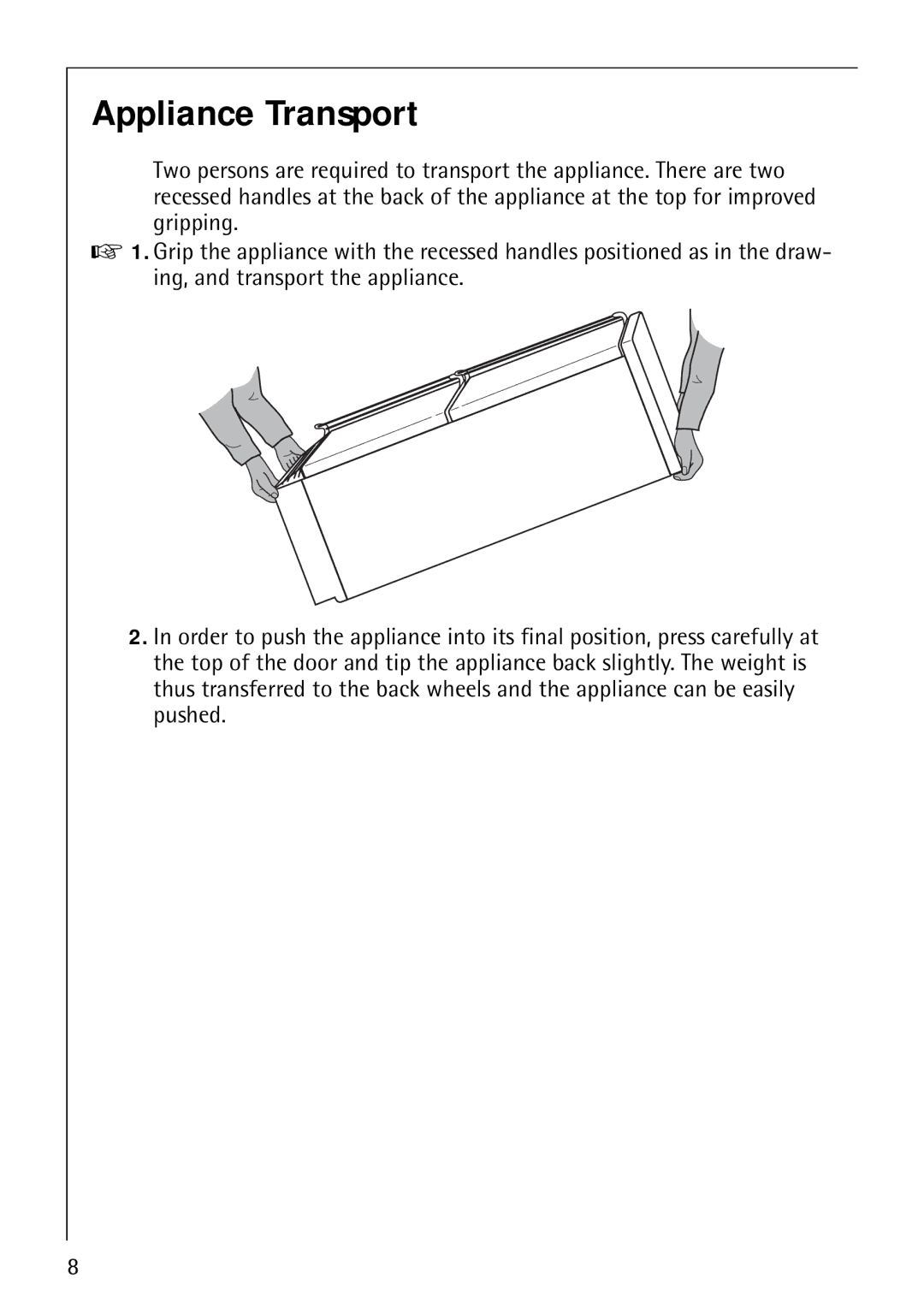 Electrolux 3791-6 KG, 3798-6 KG manual Appliance Transport 