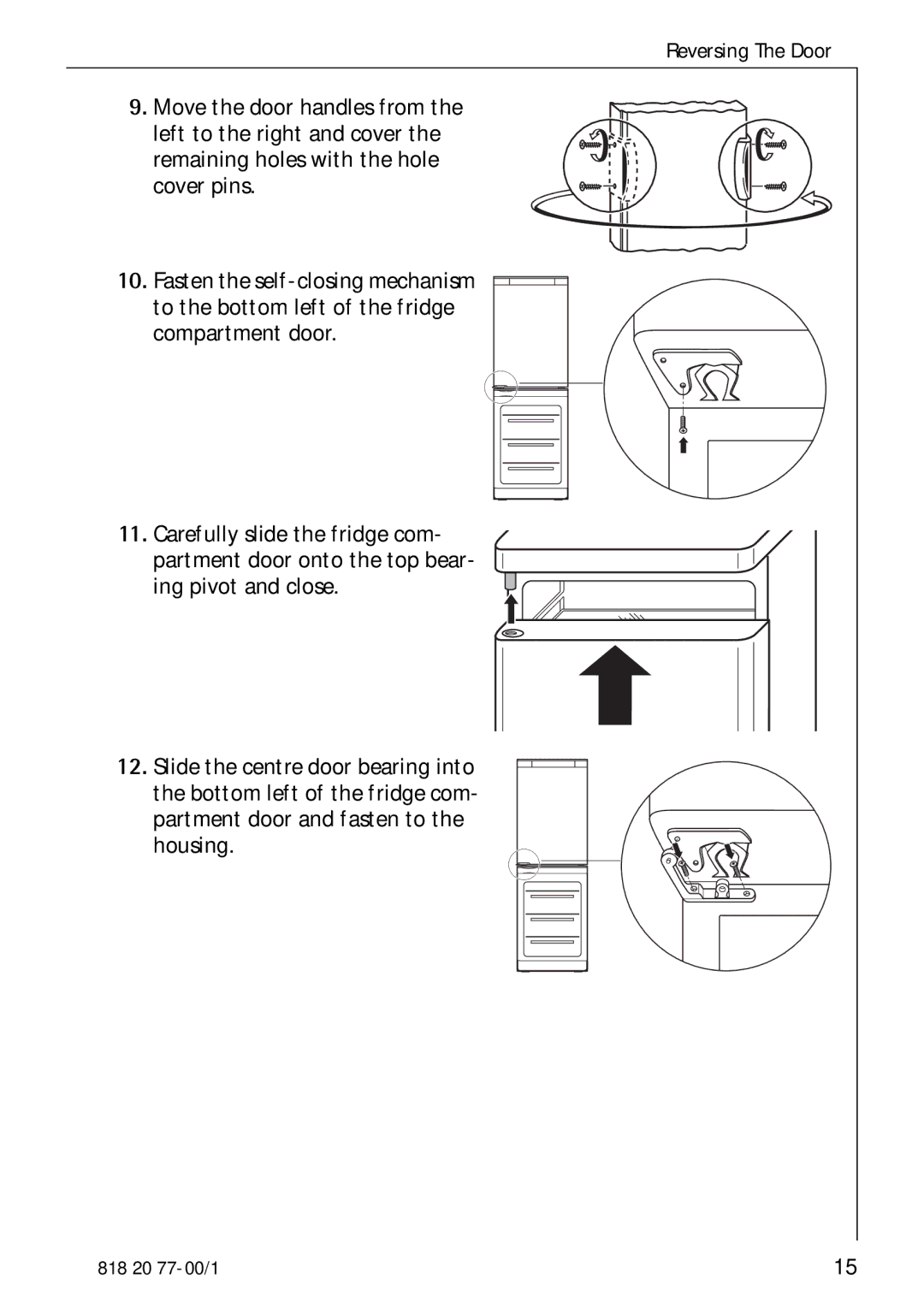 Electrolux 3985-7 KG manual Reversing The Door 