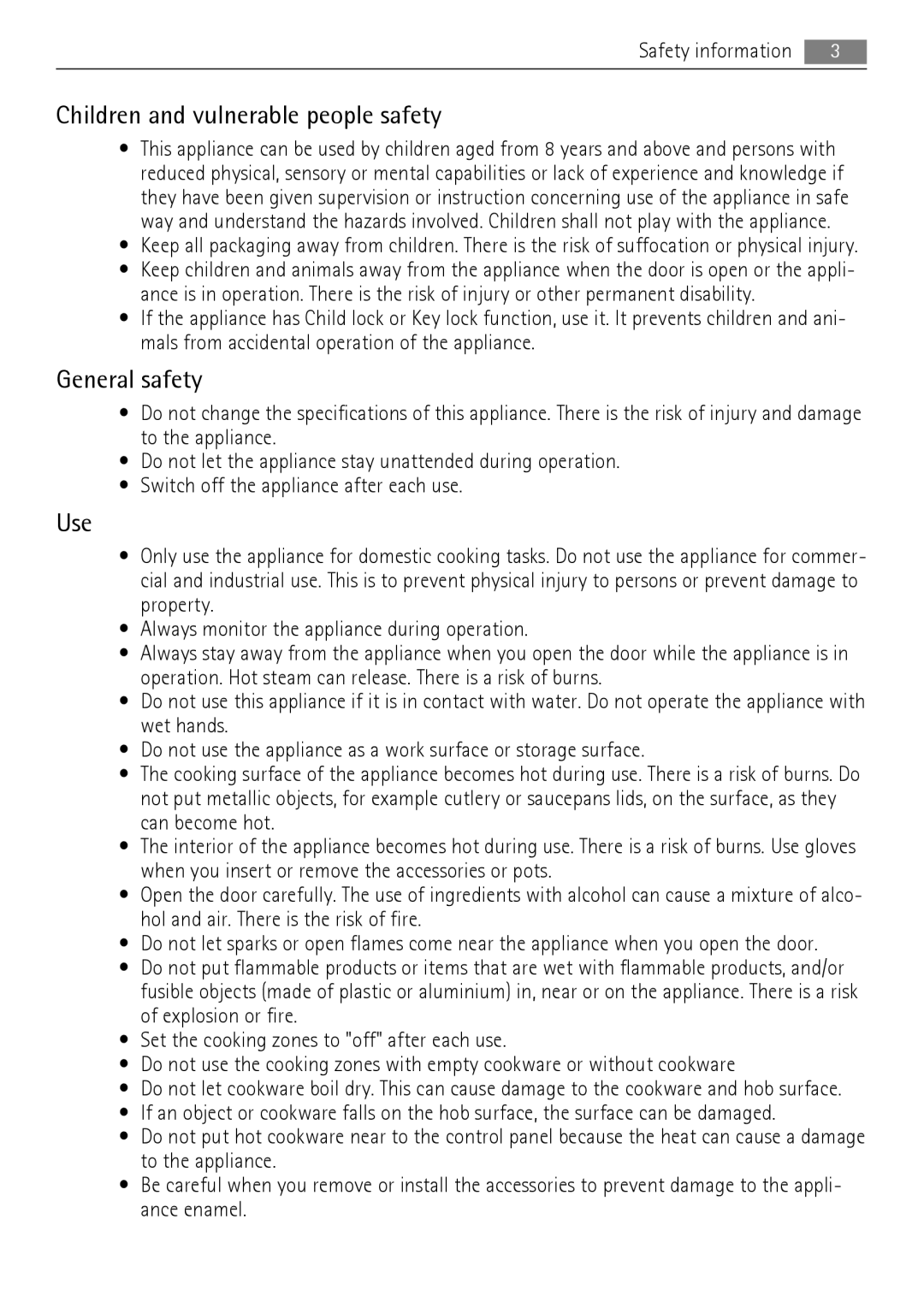 Electrolux 40036VI-WN user manual Children and vulnerable people safety, General safety, Use 