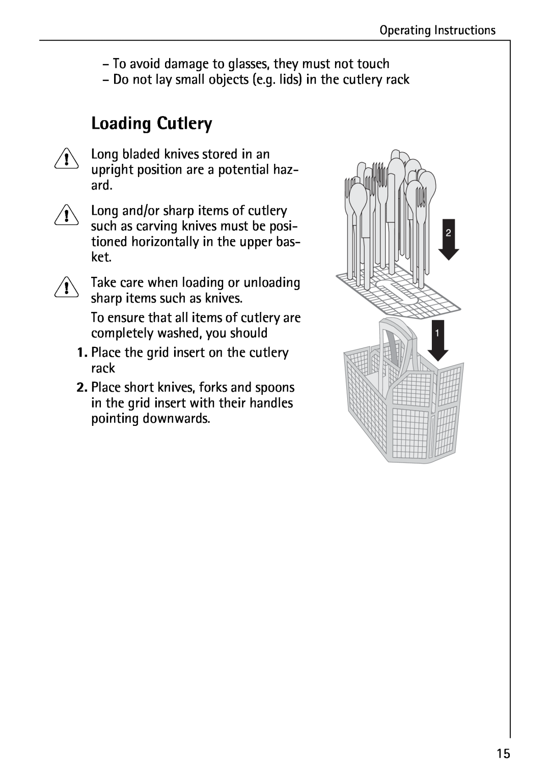 Electrolux 40250 i manual Loading Cutlery 
