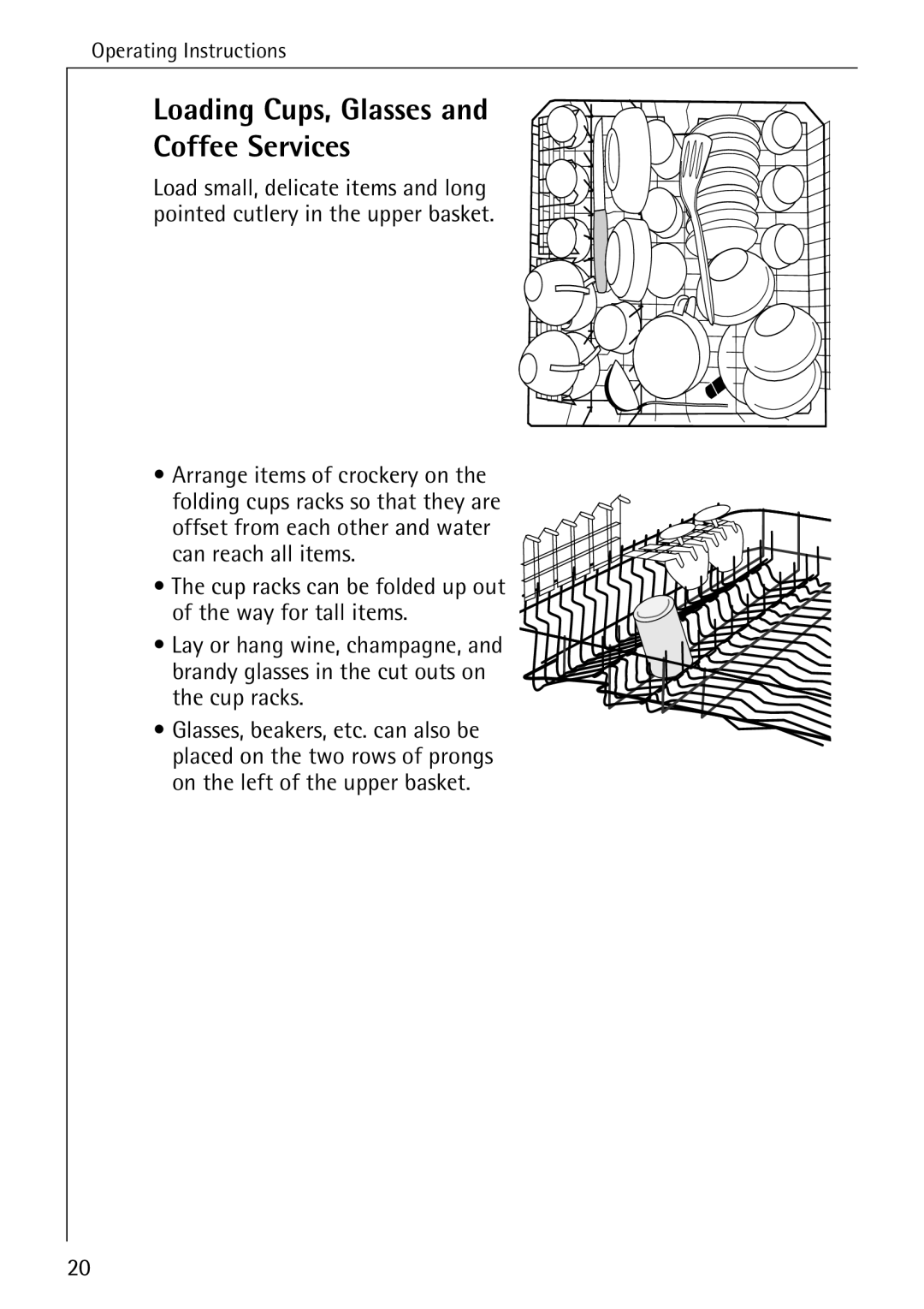 Electrolux 40640 manual Loading Cups, Glasses and Coffee Services 