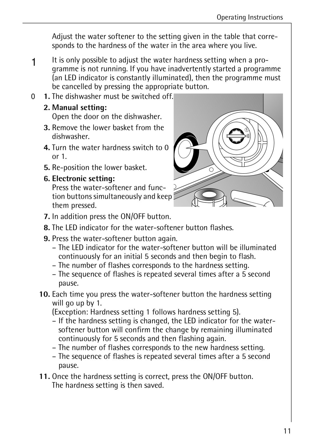 Electrolux 40660 i manual Be cancelled by pressing the appropriate button, Dishwasher must be switched off, Manual setting 