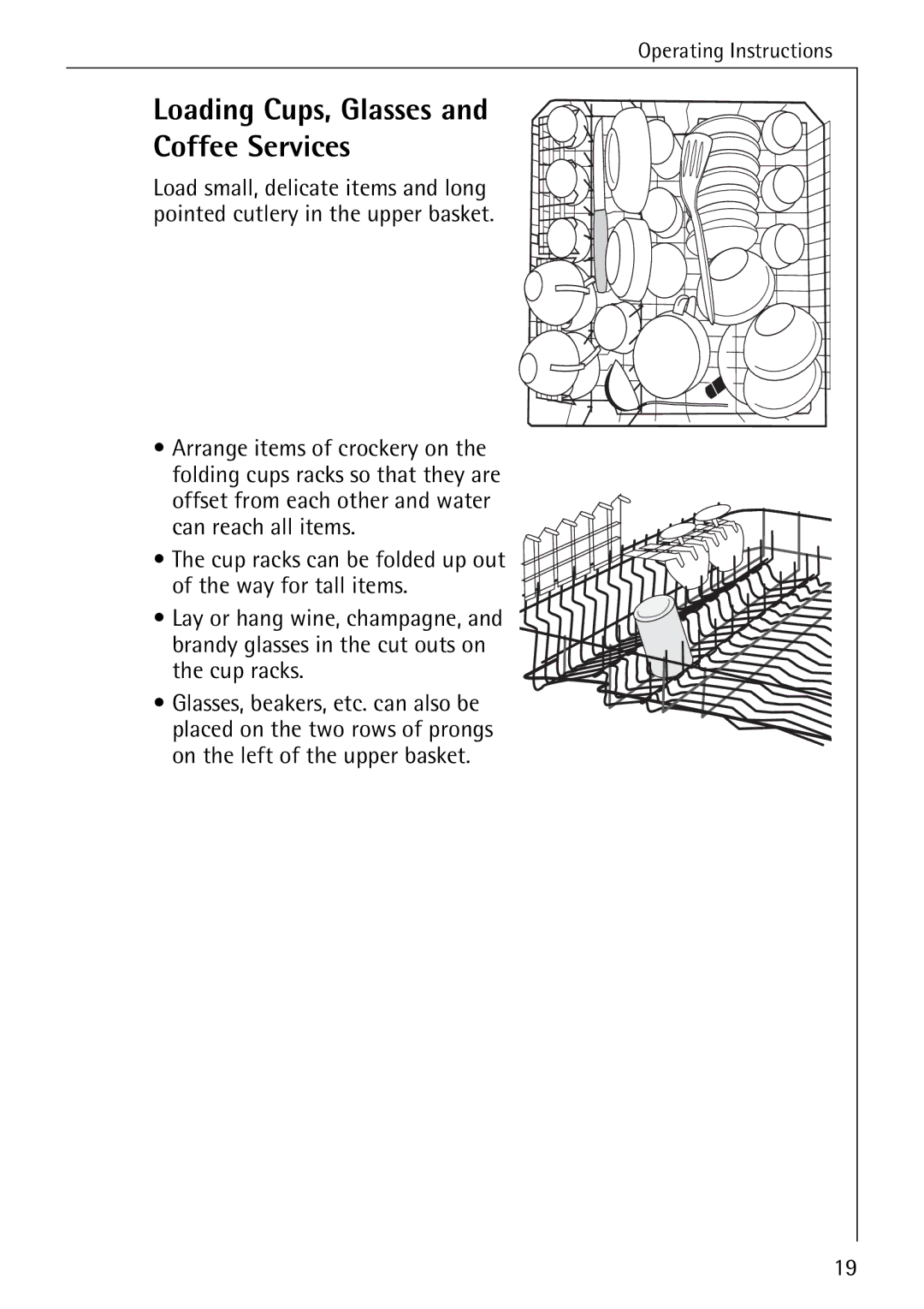 Electrolux 40660 i manual Loading Cups, Glasses Coffee Services 