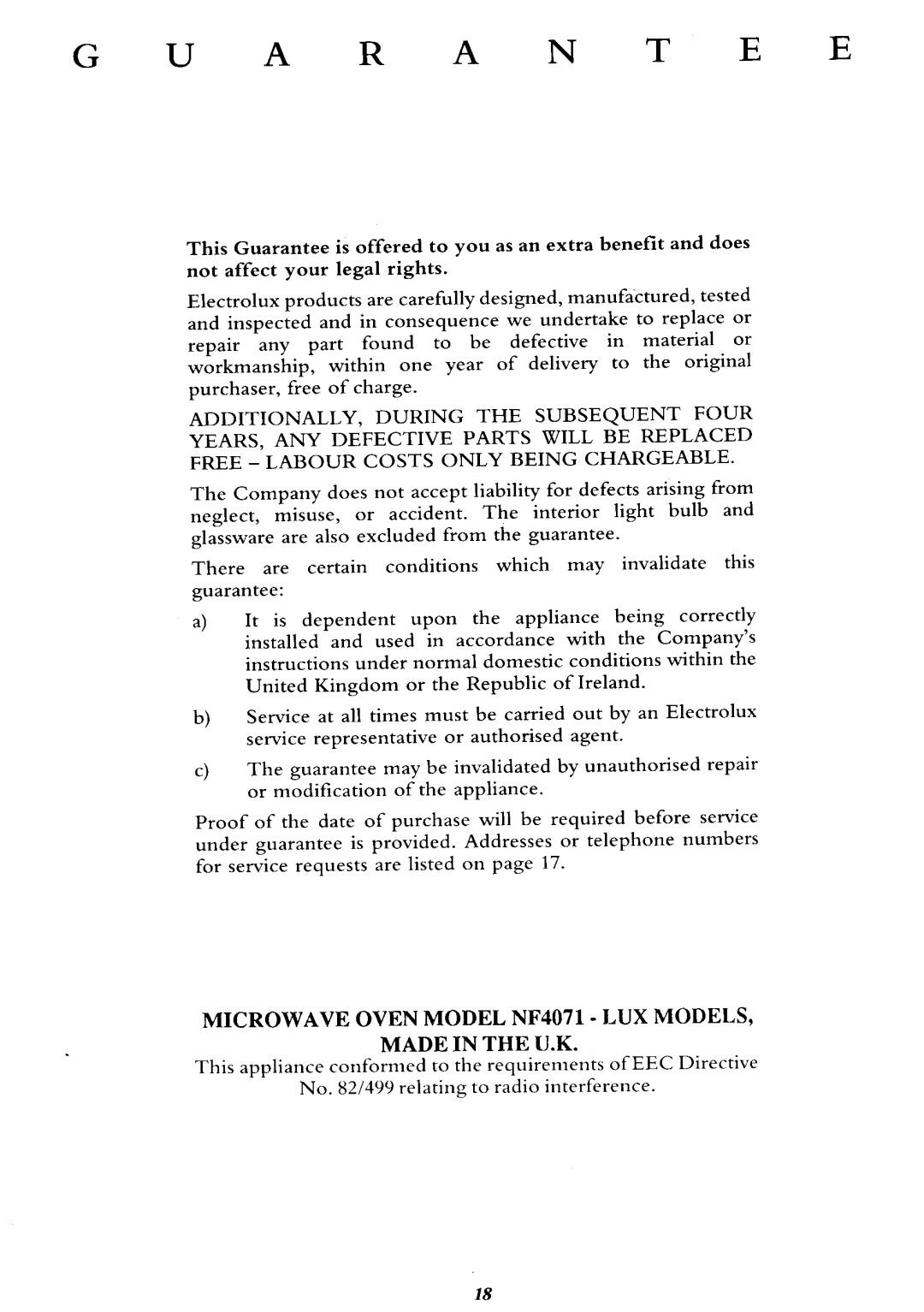 Electrolux 4071 manual 