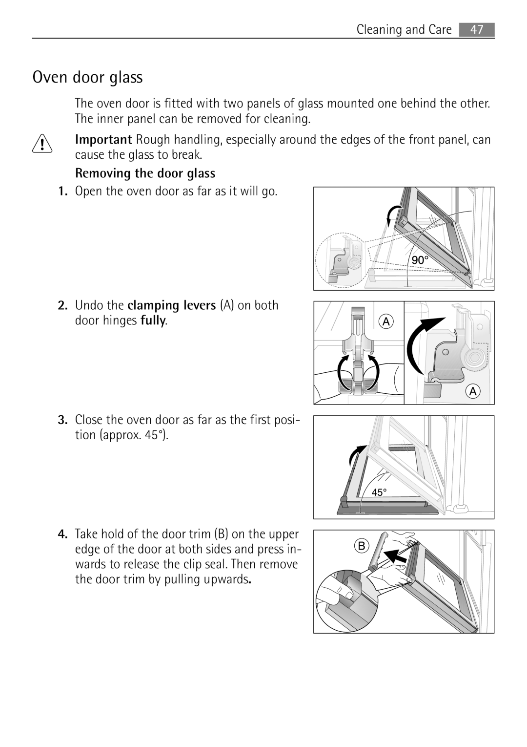 Electrolux 41016VH user manual Oven door glass 