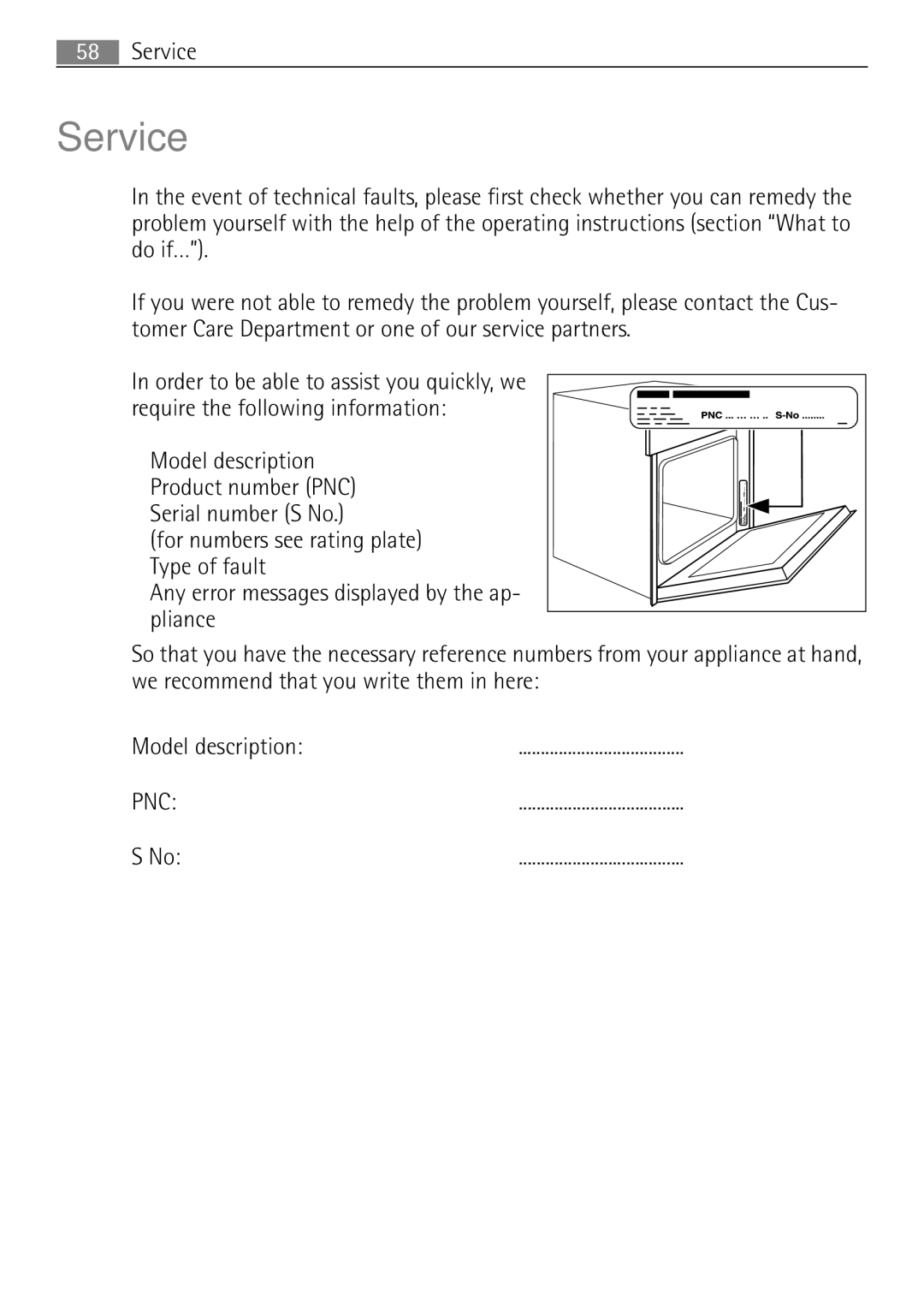 Electrolux 41016VH user manual Service 