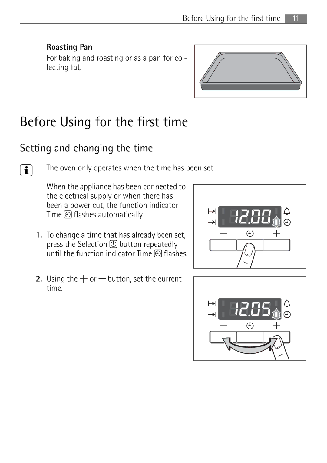 Electrolux 41016VI user manual Before Using for the first time, Setting and changing the time 