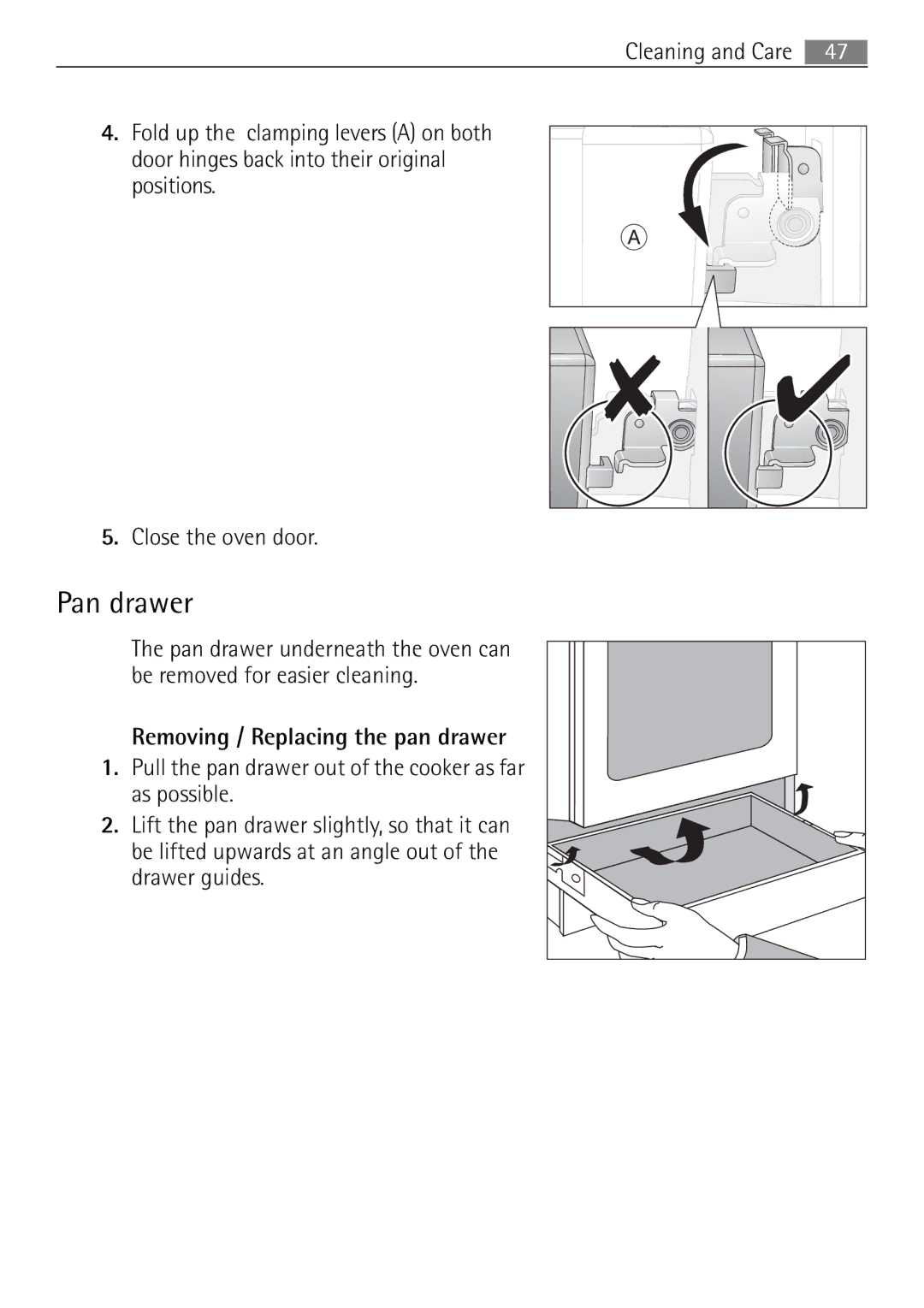 Electrolux 41016VI user manual Pan drawer 