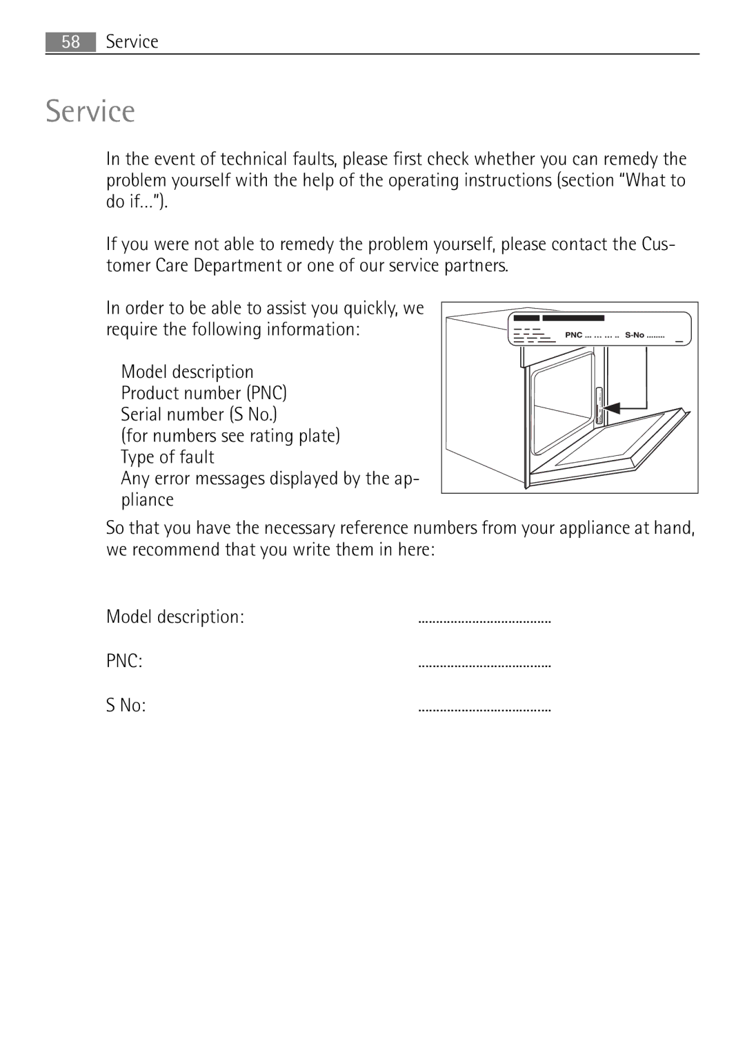 Electrolux 41016VI user manual Service 