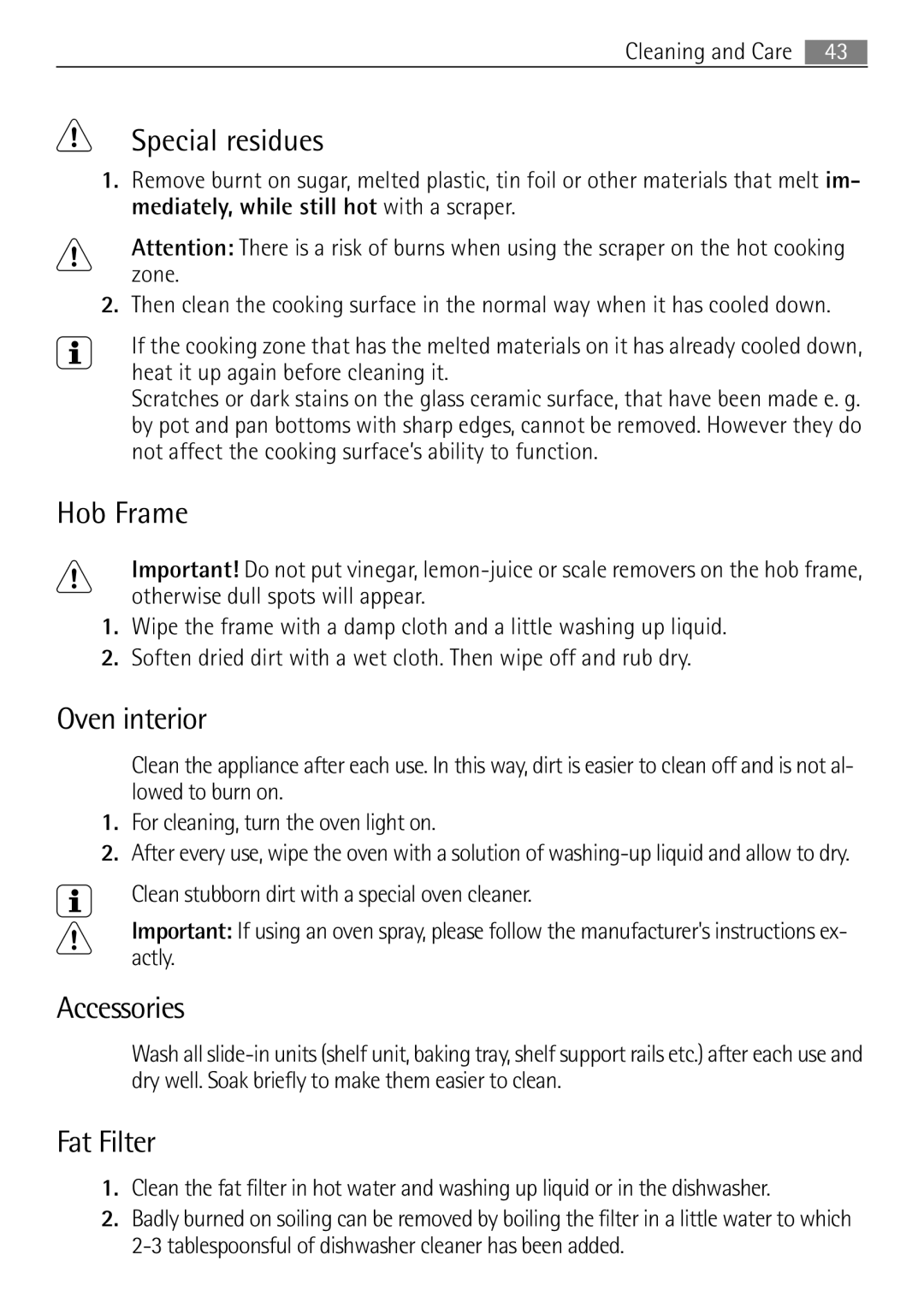 Electrolux 41056VH user manual Cleaning and Care 