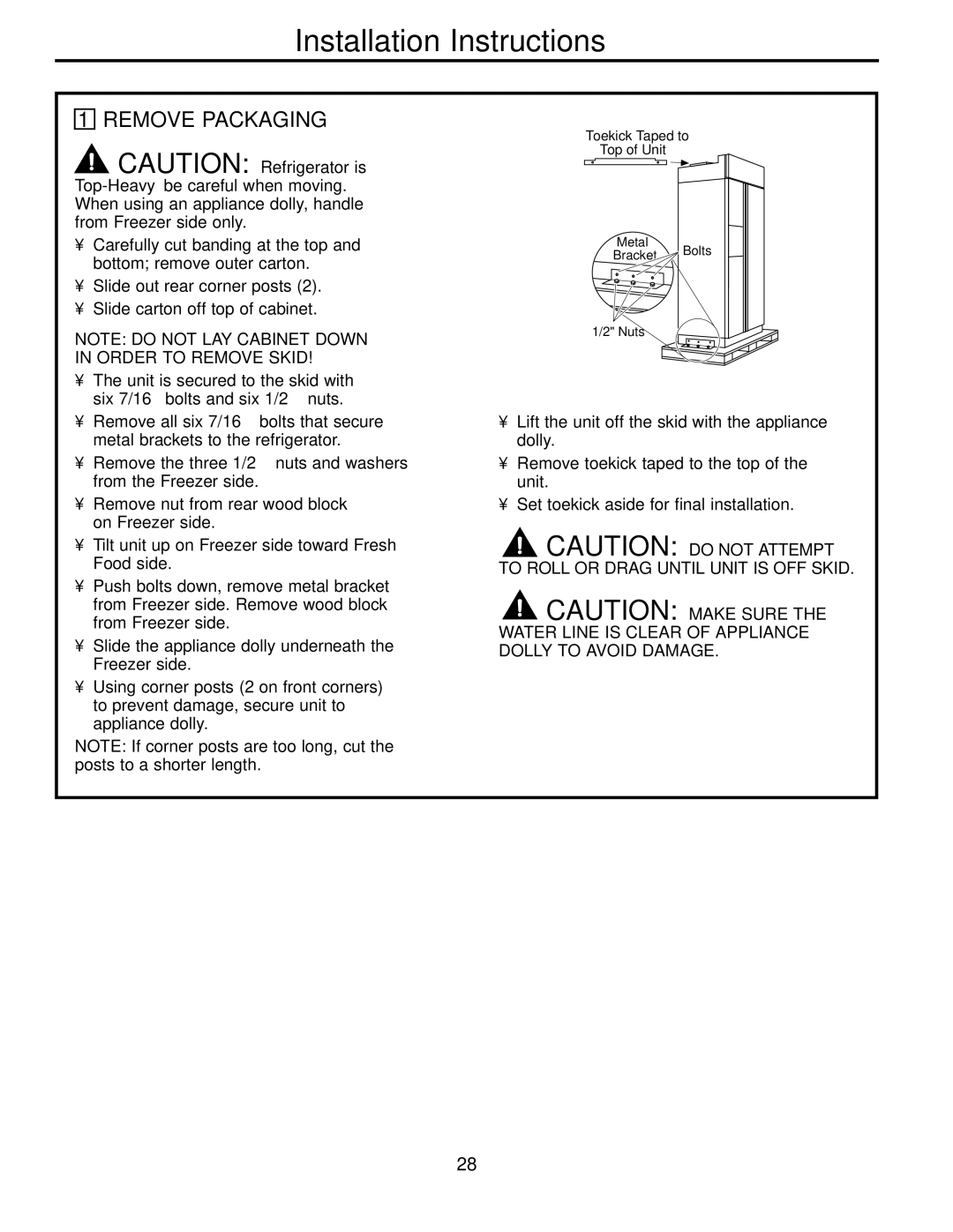 Electrolux 42 owner manual Remove Packaging 