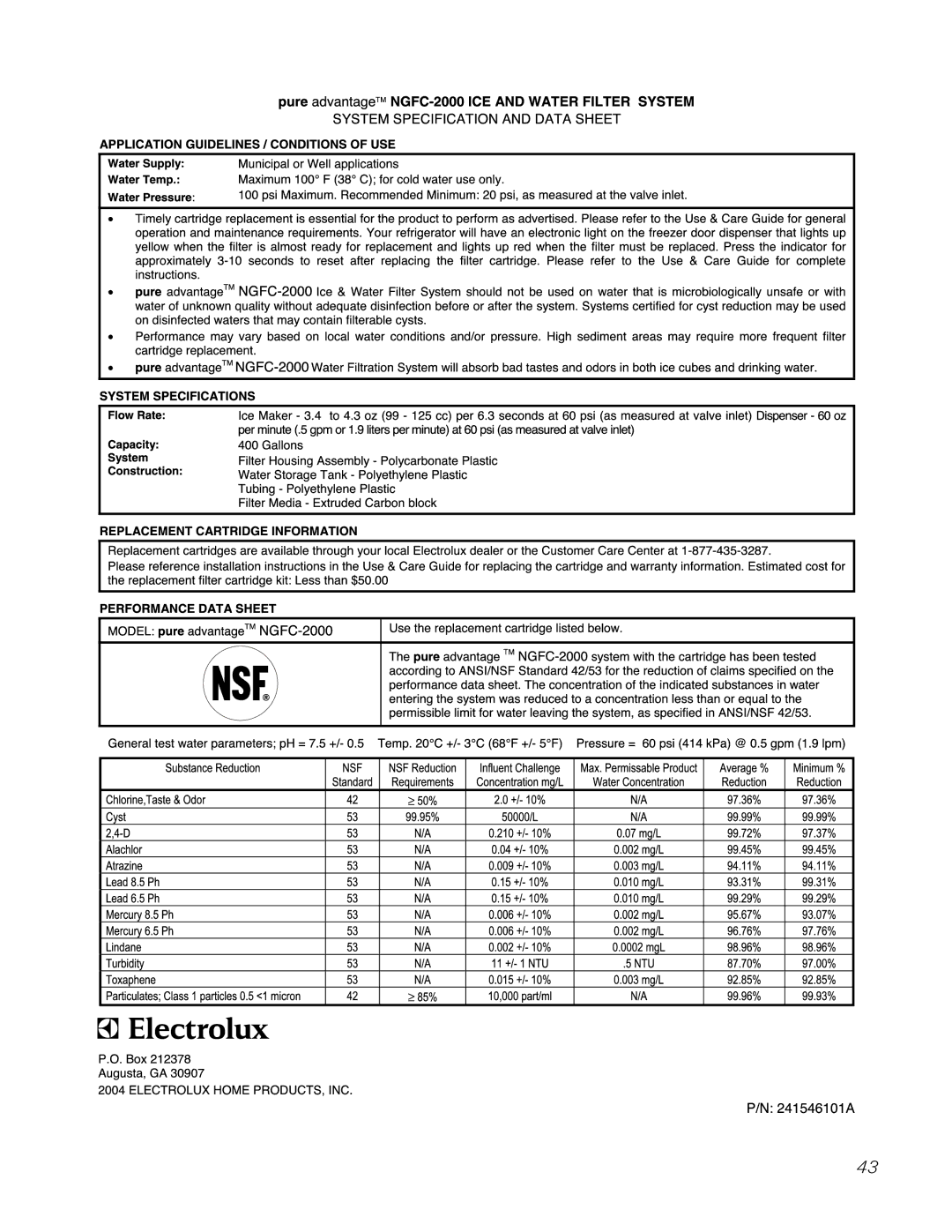 Electrolux 42 owner manual 