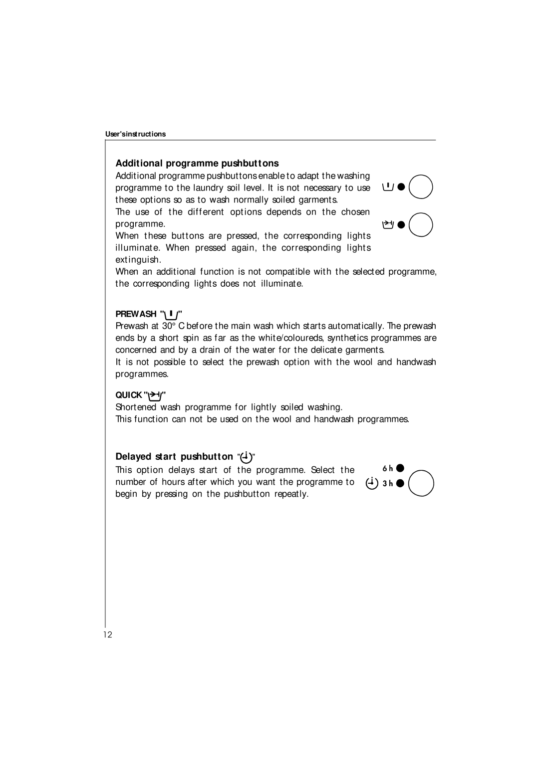 Electrolux 42230 manual Additional programme pushbuttons 