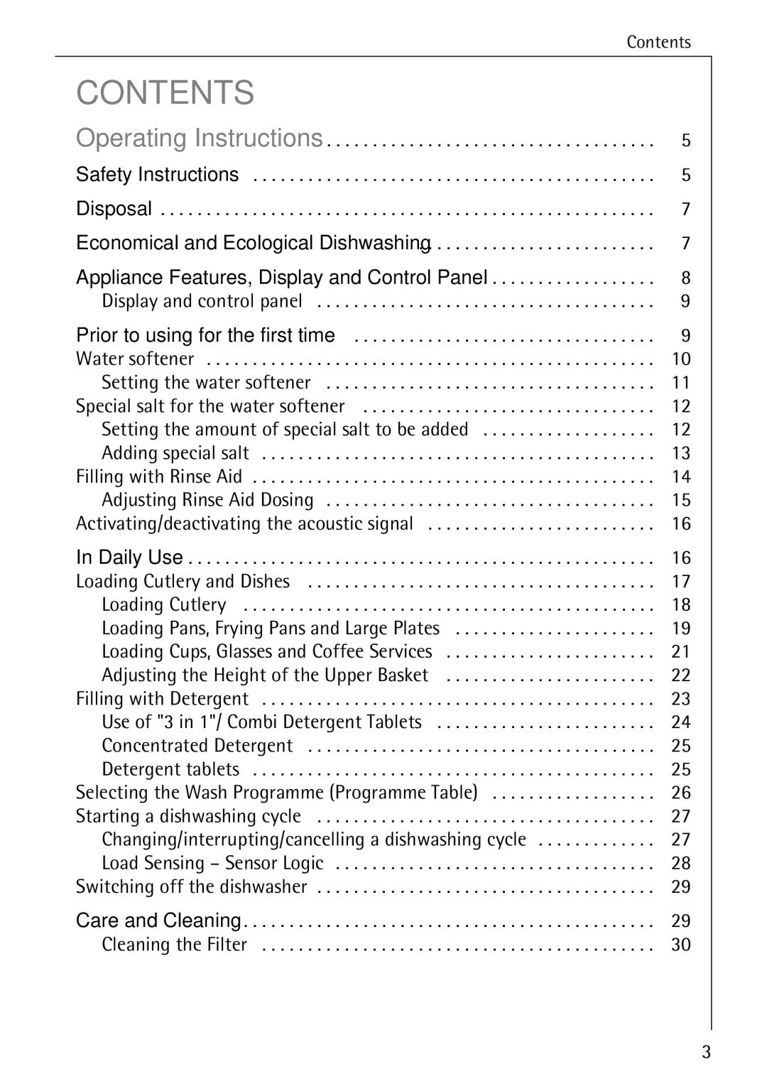 Electrolux 44050 VI manual Contents 