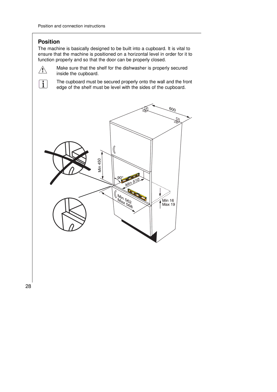 Electrolux 45250Vi manual Position 