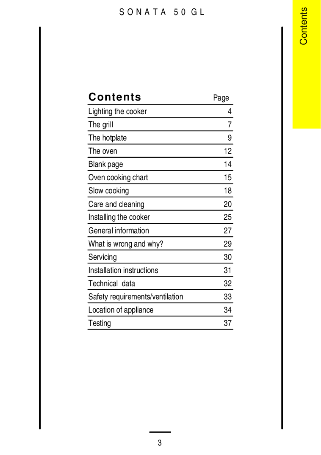 Electrolux 5 0 G L installation instructions Contents 