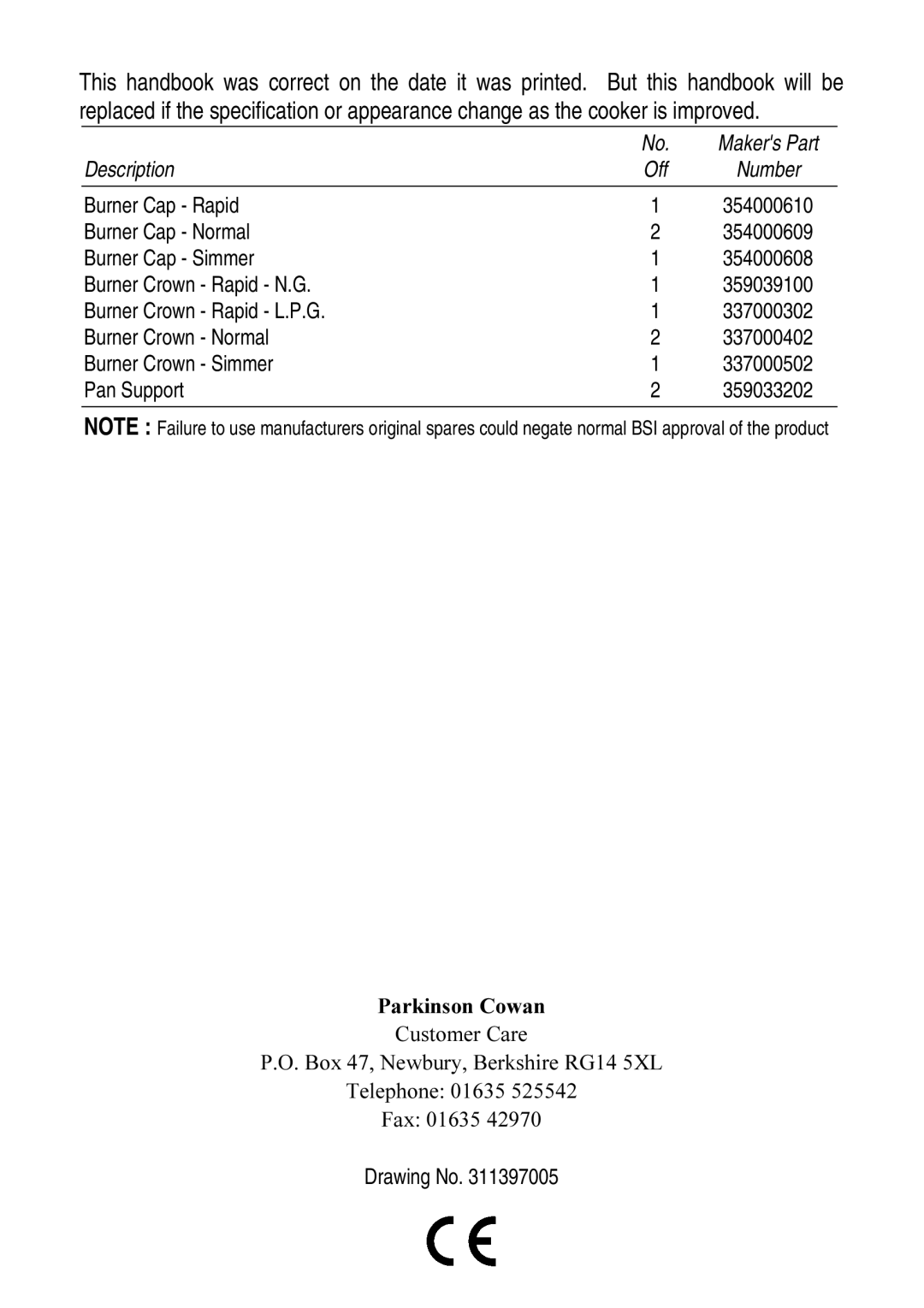 Electrolux 5 0 G L installation instructions Description 