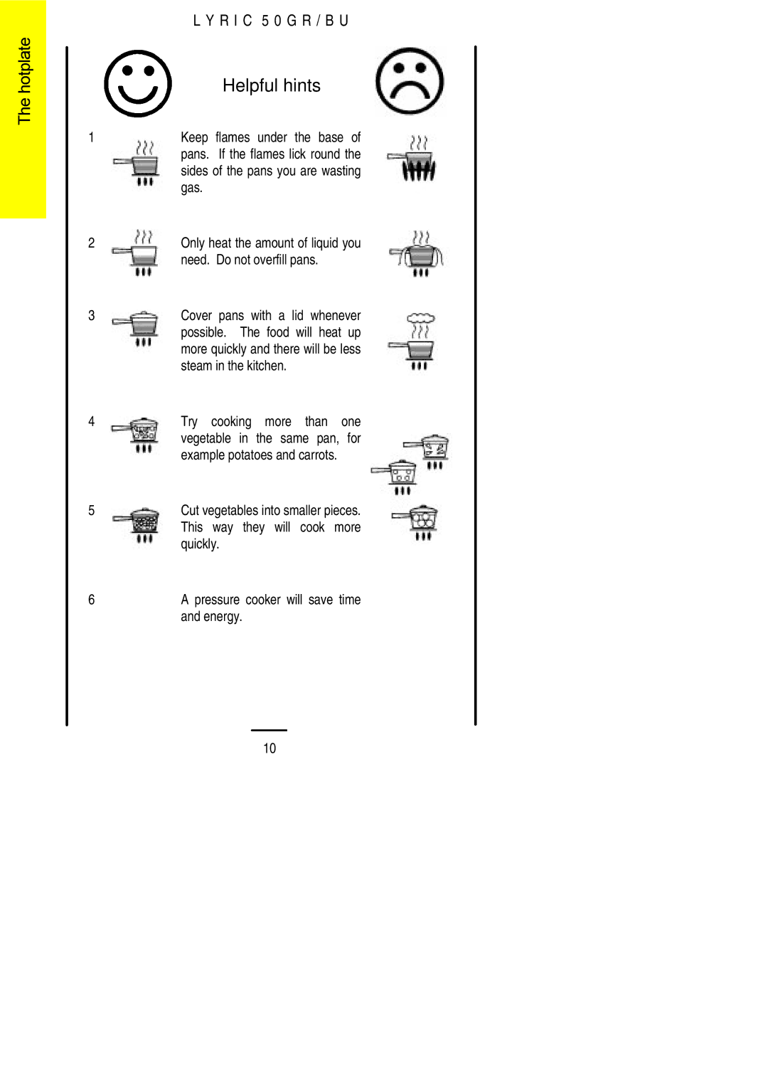 Electrolux 50 GR/BU installation instructions Helpful hints 