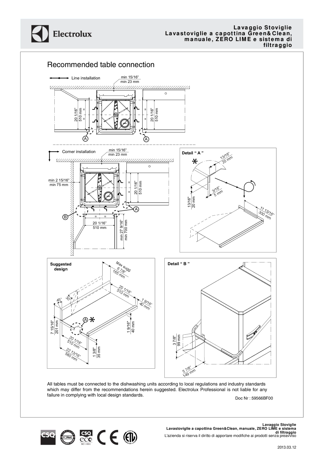 Electrolux 504256 (EHT8ILG) manual 300, 165, 510 580 