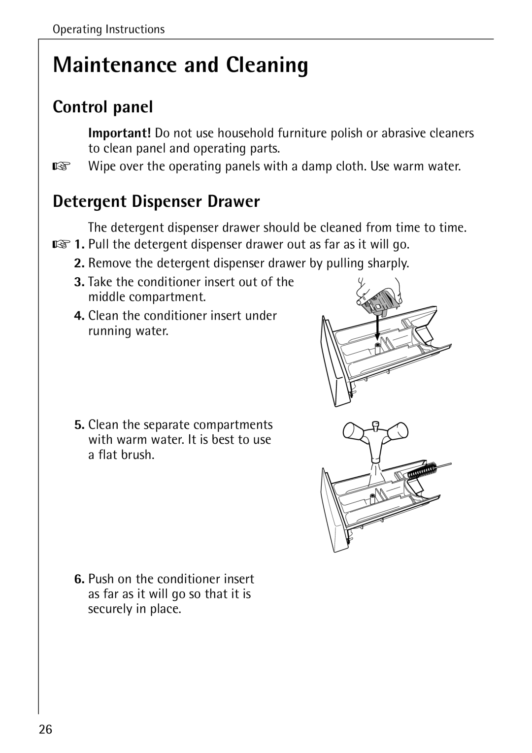 Electrolux 50435 manual Maintenance and Cleaning, Control panel 