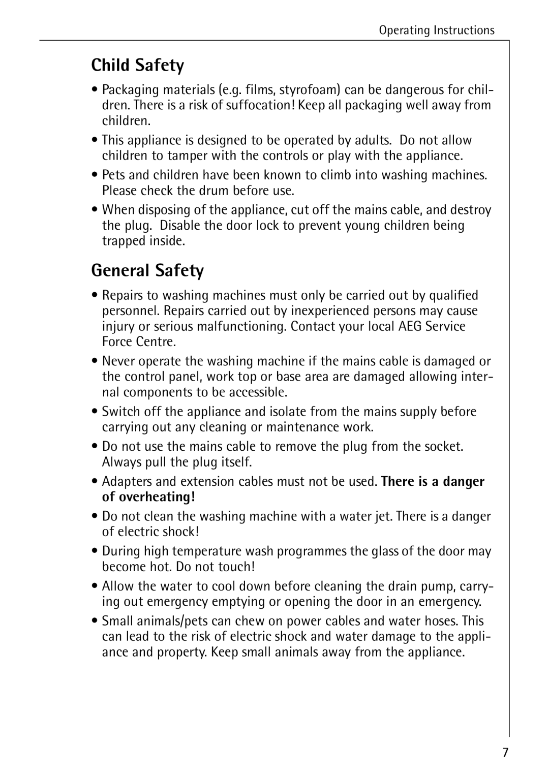 Electrolux 50435 manual Child Safety, General Safety 