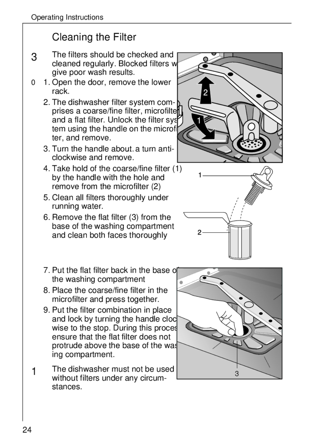 Electrolux 50500 manual Cleaning the Filter 