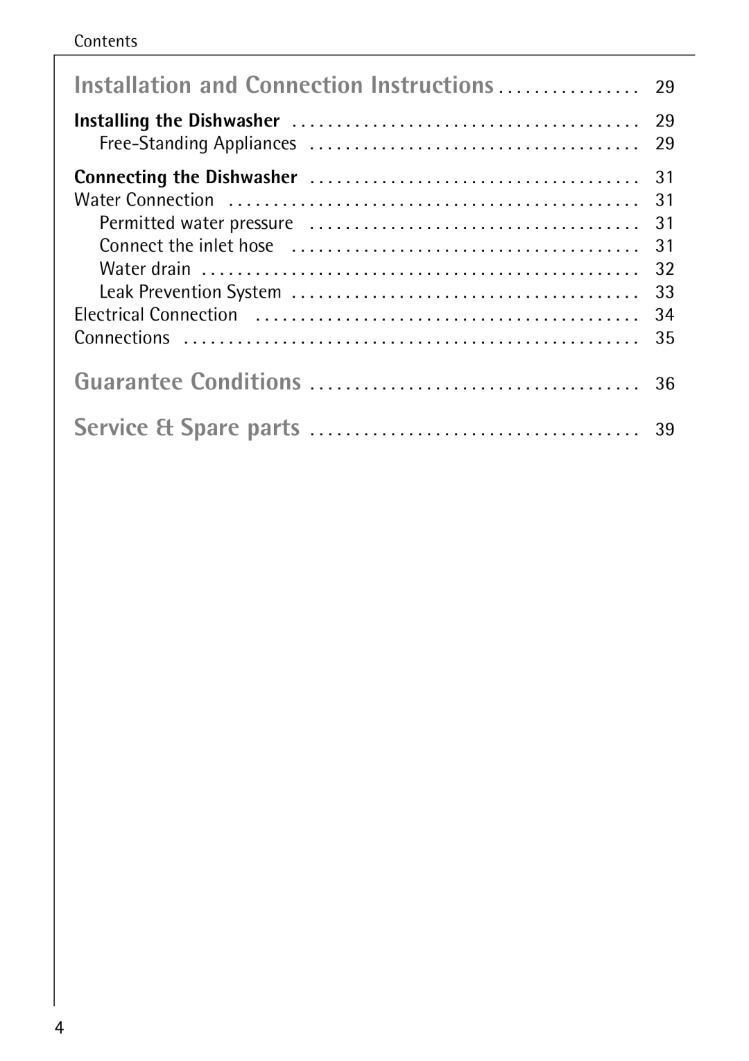 Electrolux 50500 manual Installation and Connection Instructions 