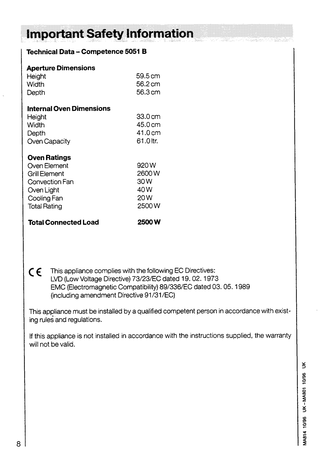 Electrolux 5051B manual 