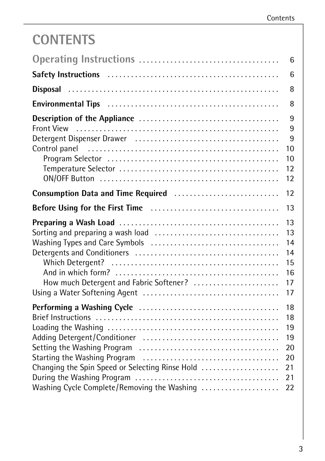 Electrolux 50520 manual Contents 