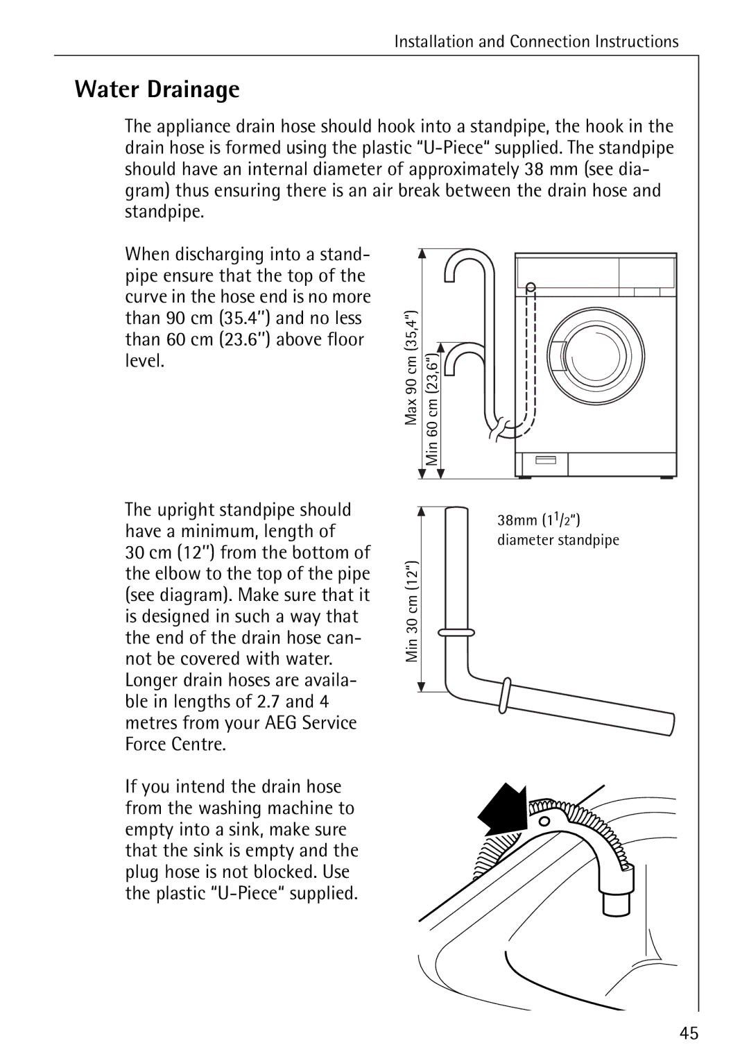 Electrolux 50520 manual Water Drainage 