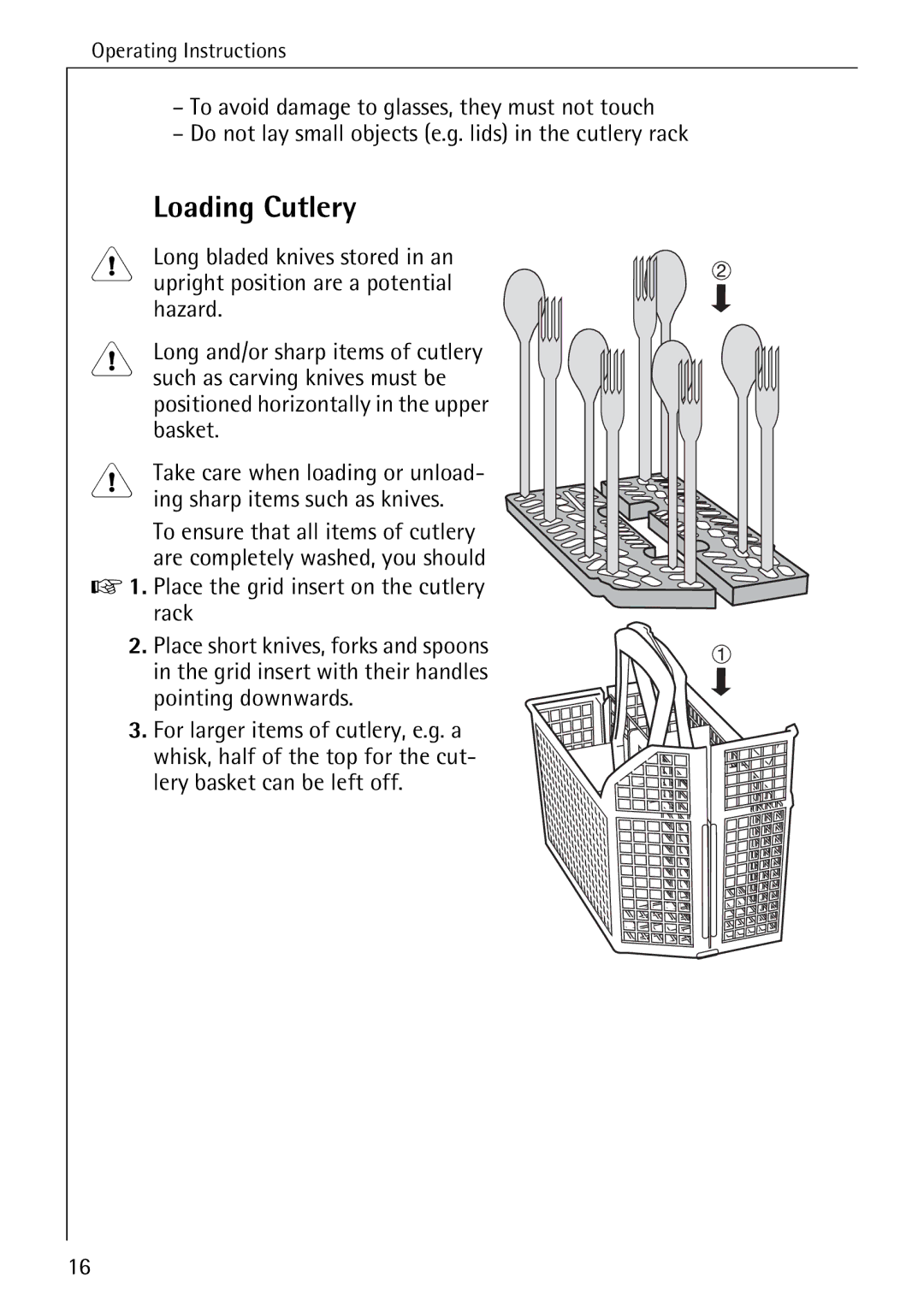 Electrolux 50610 manual Loading Cutlery 