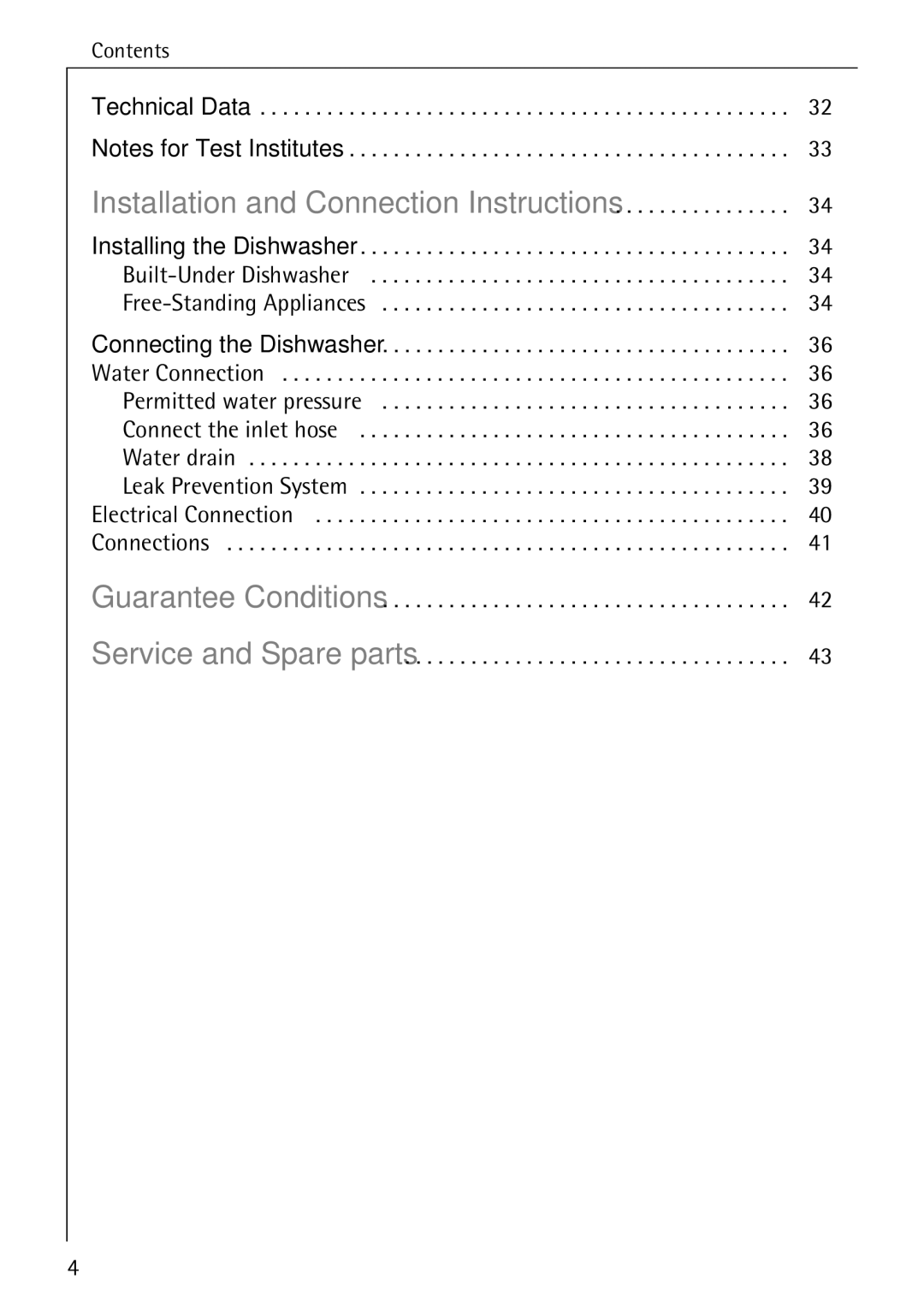 Electrolux 50610 manual Installation and Connection Instructions 