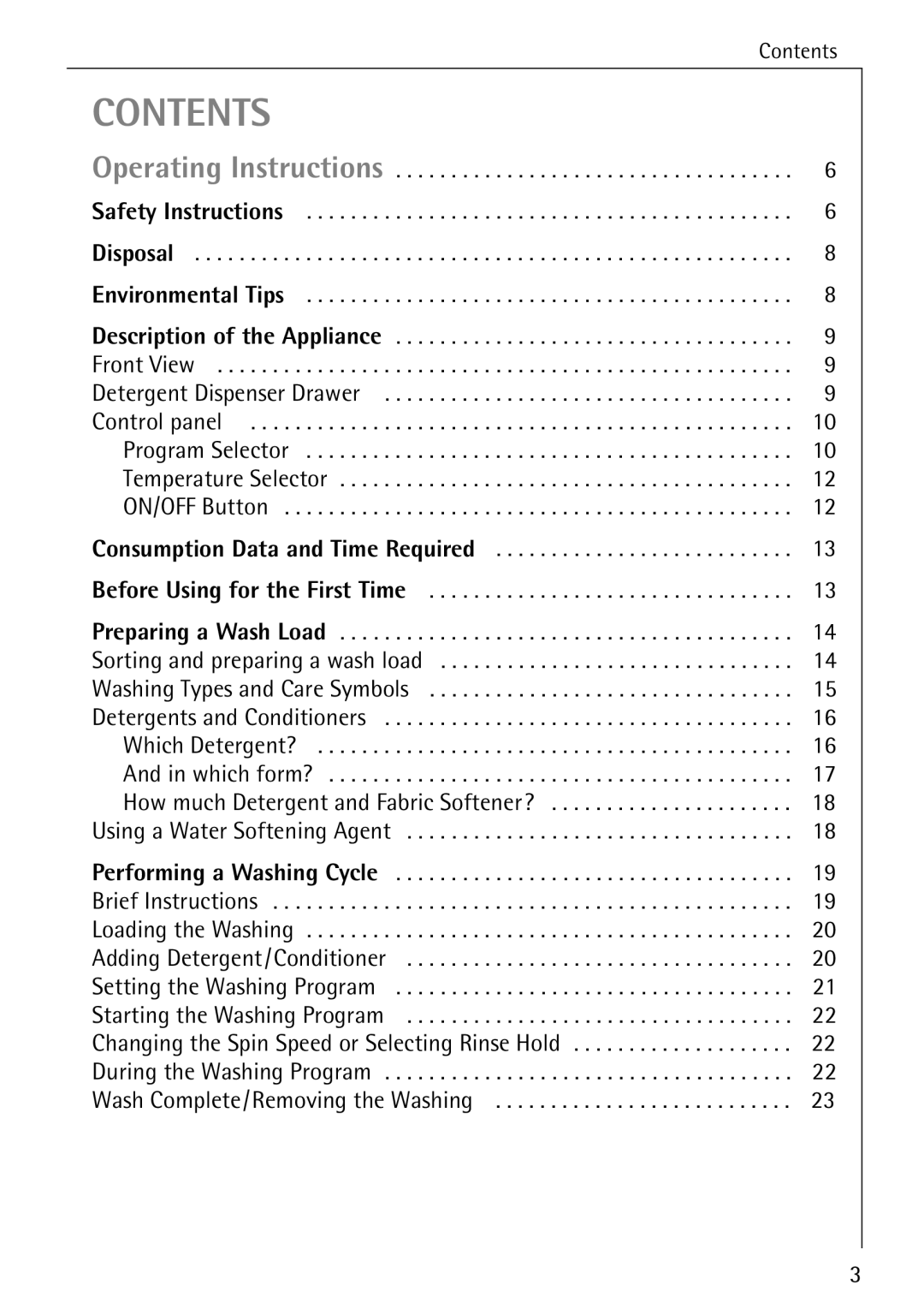 Electrolux 50620 manual Contents 