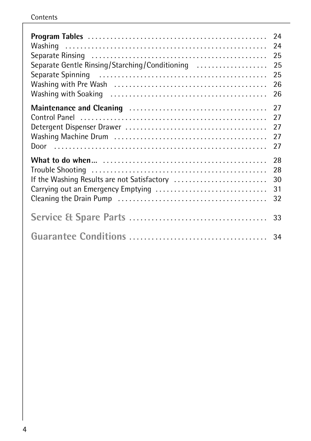 Electrolux 50620 manual Contents 