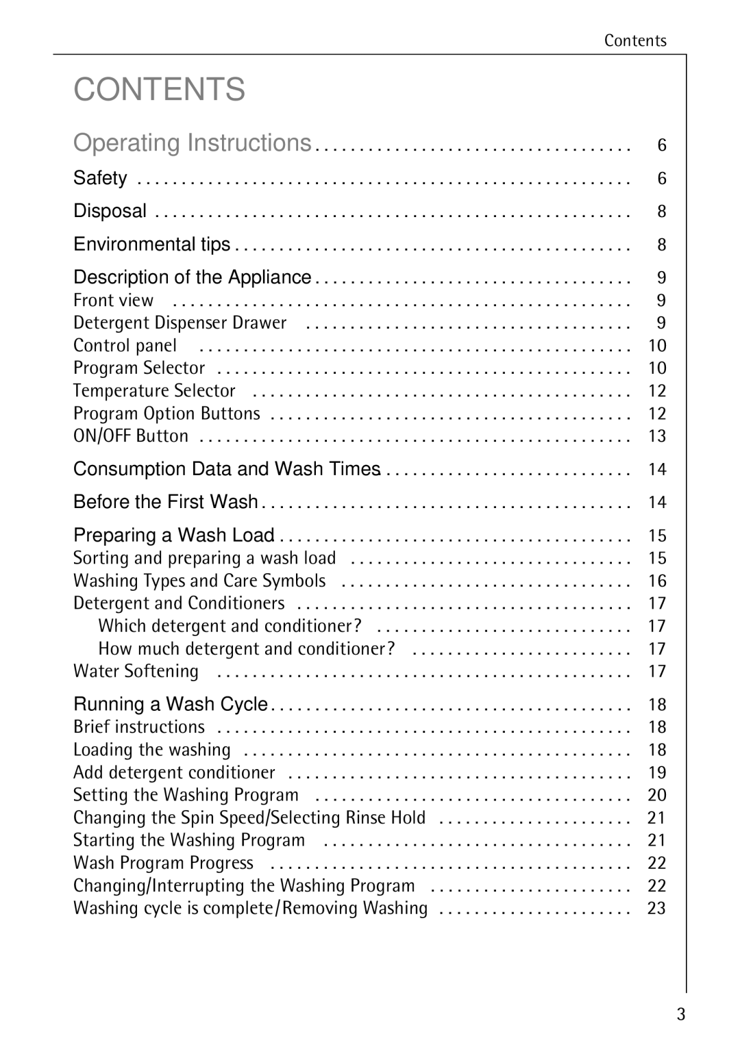 Electrolux 50630 manual Contents 