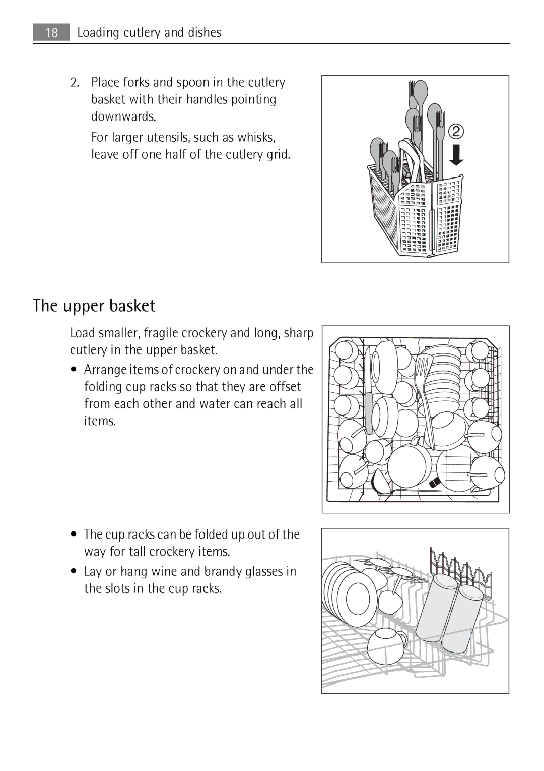 Electrolux 50674 user manual Upper basket 