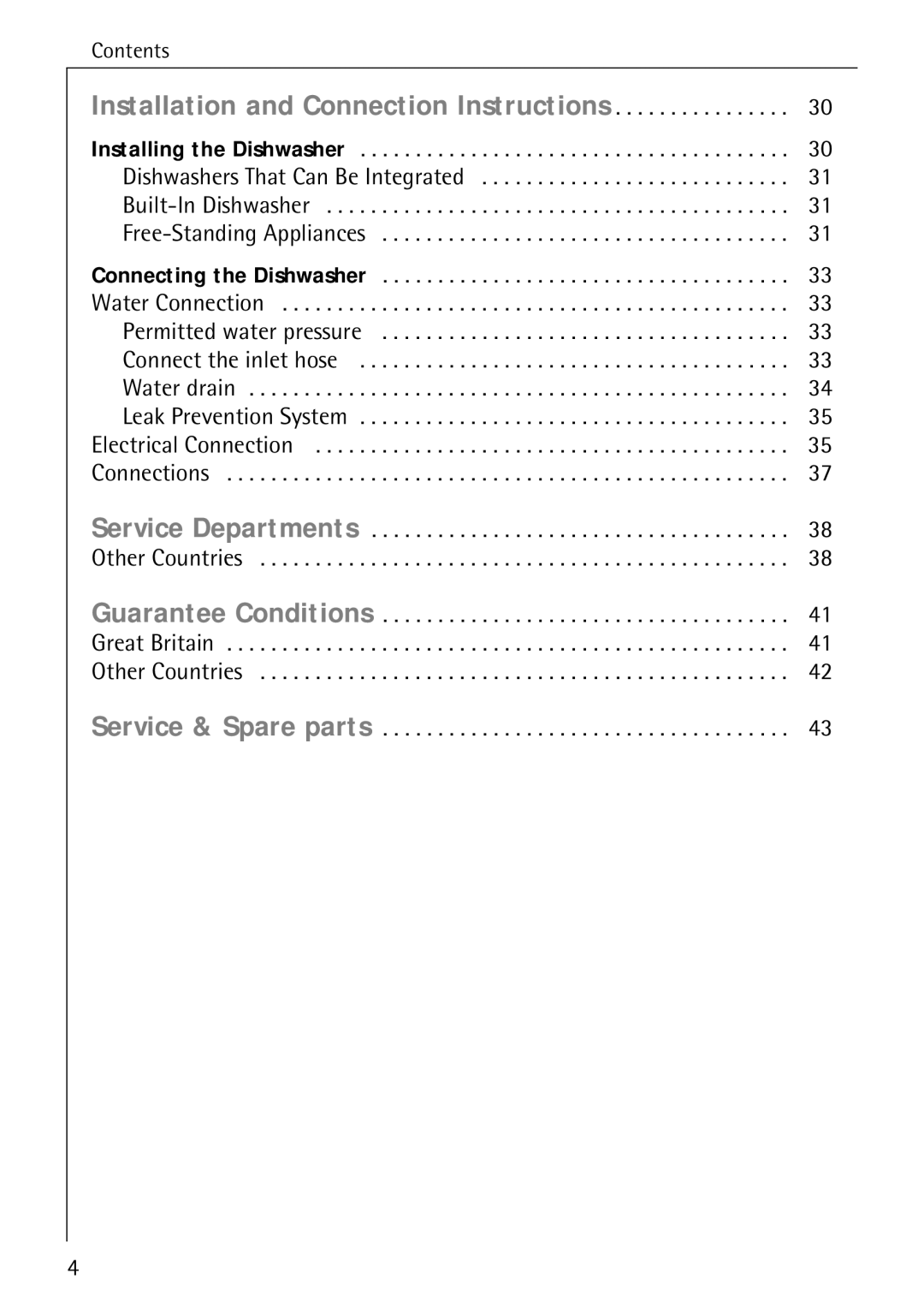 Electrolux 5070 manual Installation and Connection Instructions 