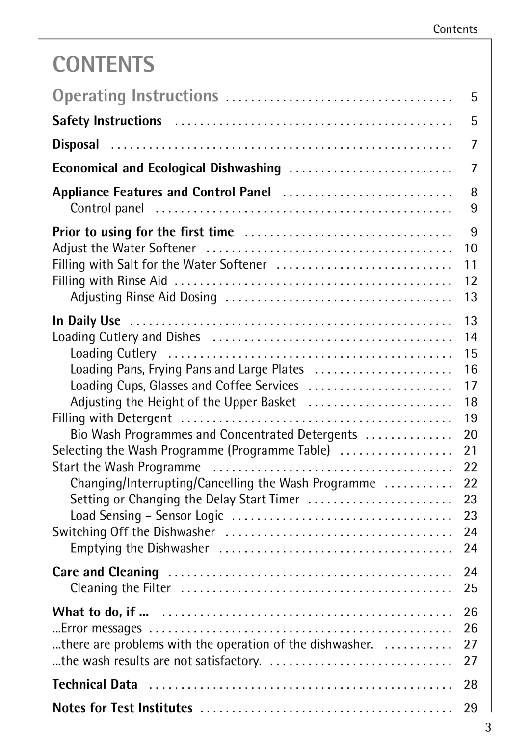 Electrolux 50700 manual Contents 