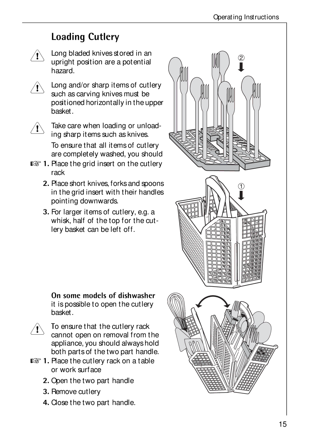 Electrolux 50750 i manual Loading Cutlery 