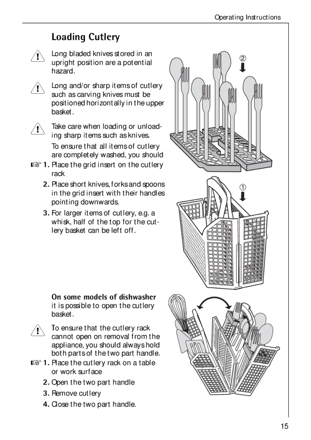 Electrolux 50750 VI manual Loading Cutlery 