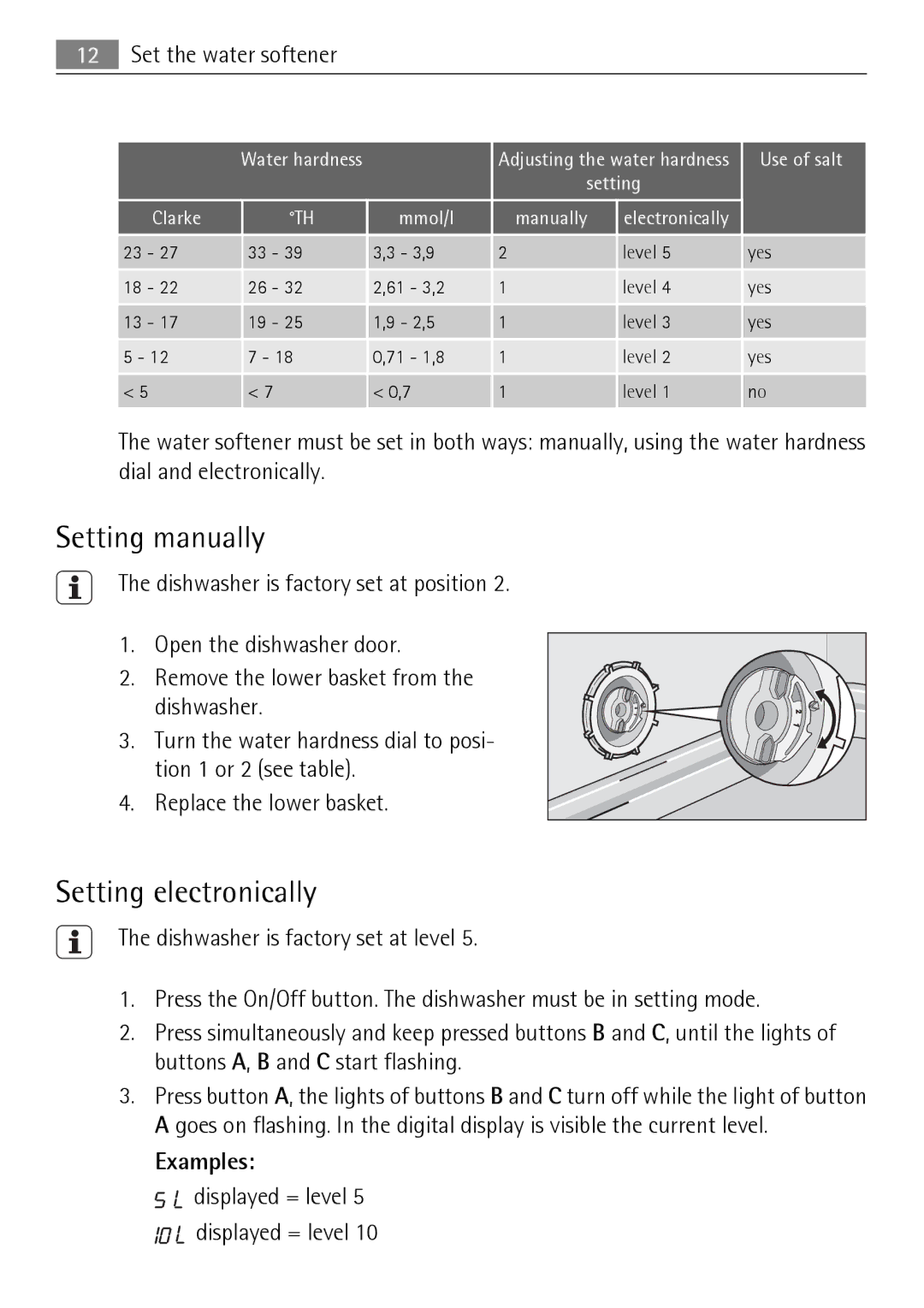 Electrolux 50870 user manual Setting manually, Setting electronically, Examples 