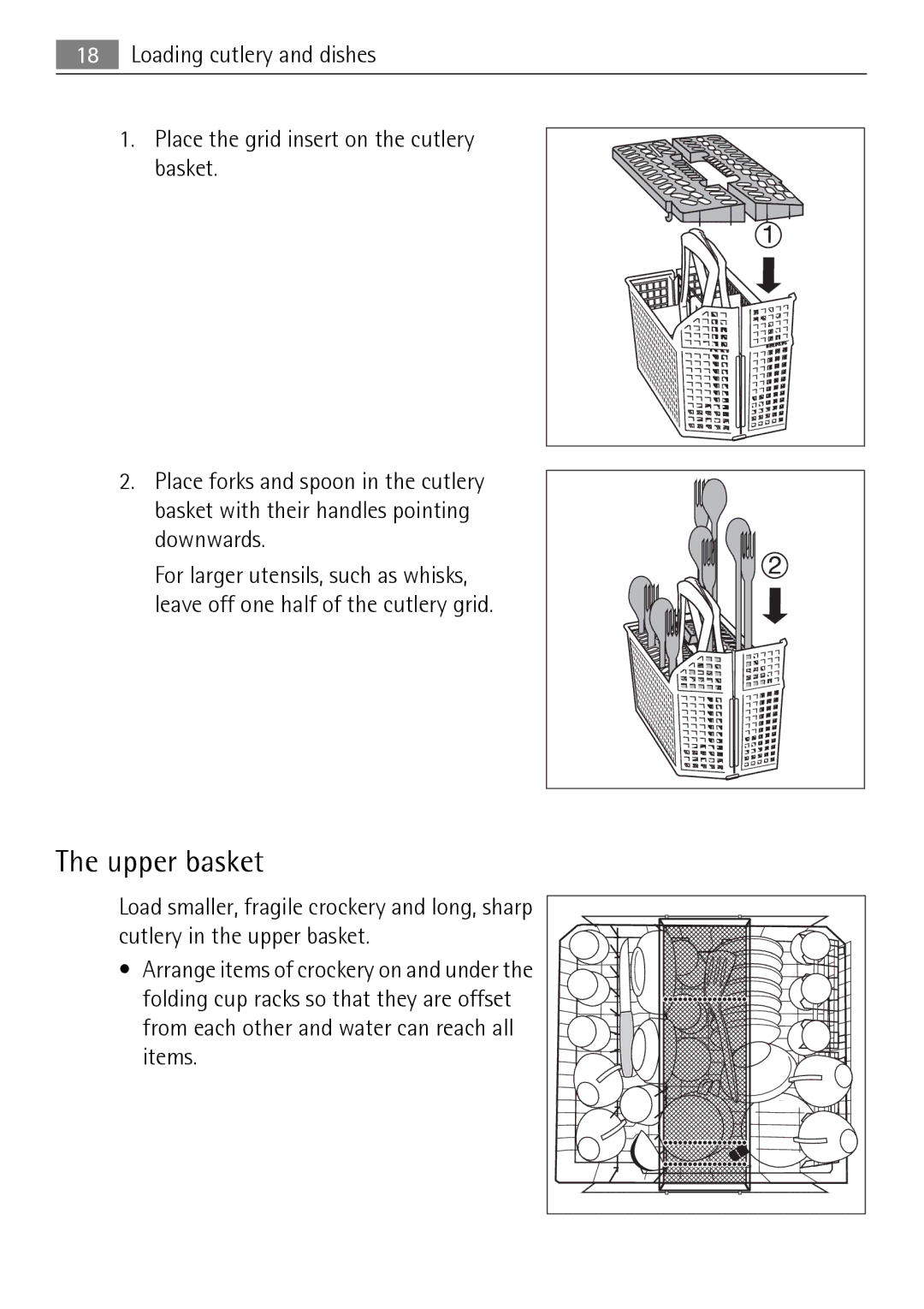 Electrolux 50870 user manual Upper basket 