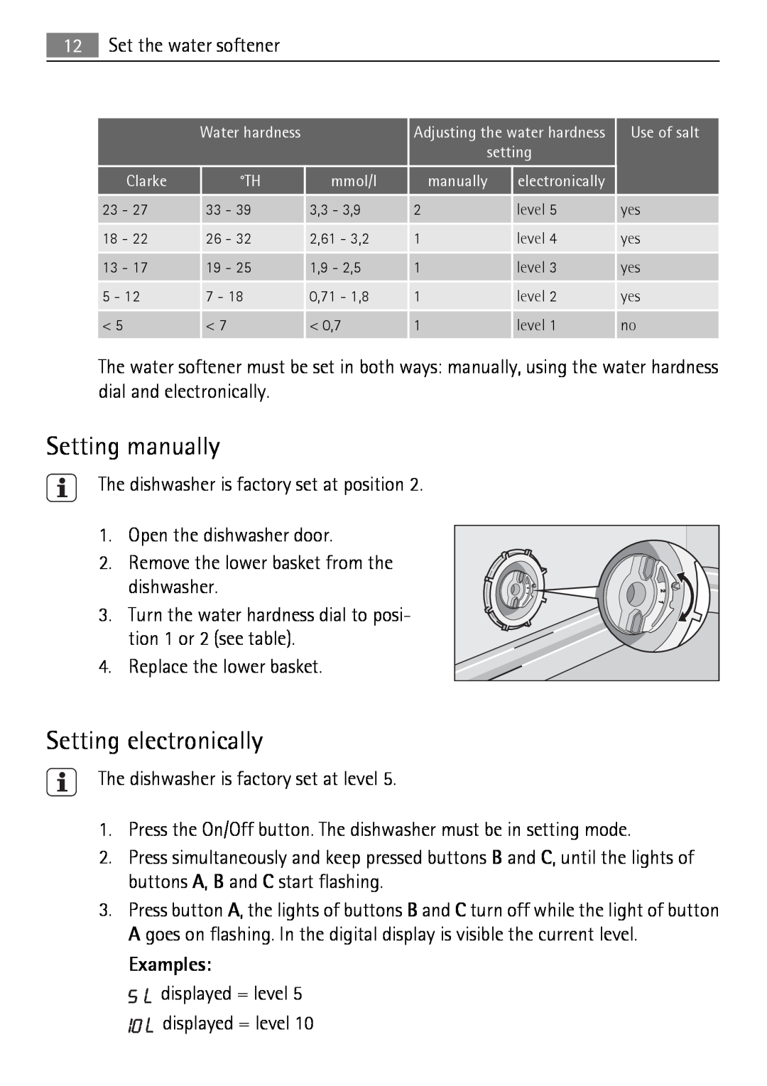 Electrolux 50870 user manual Setting manually, Setting electronically, Examples 
