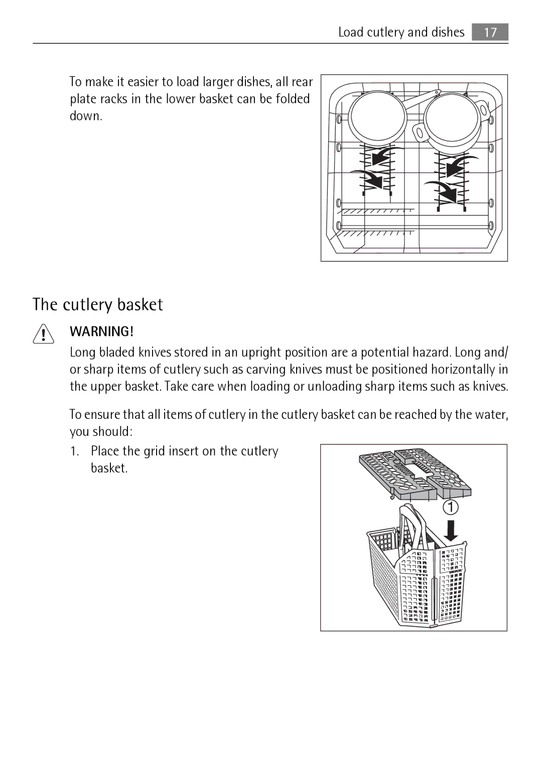 Electrolux 50877 user manual Cutlery basket 