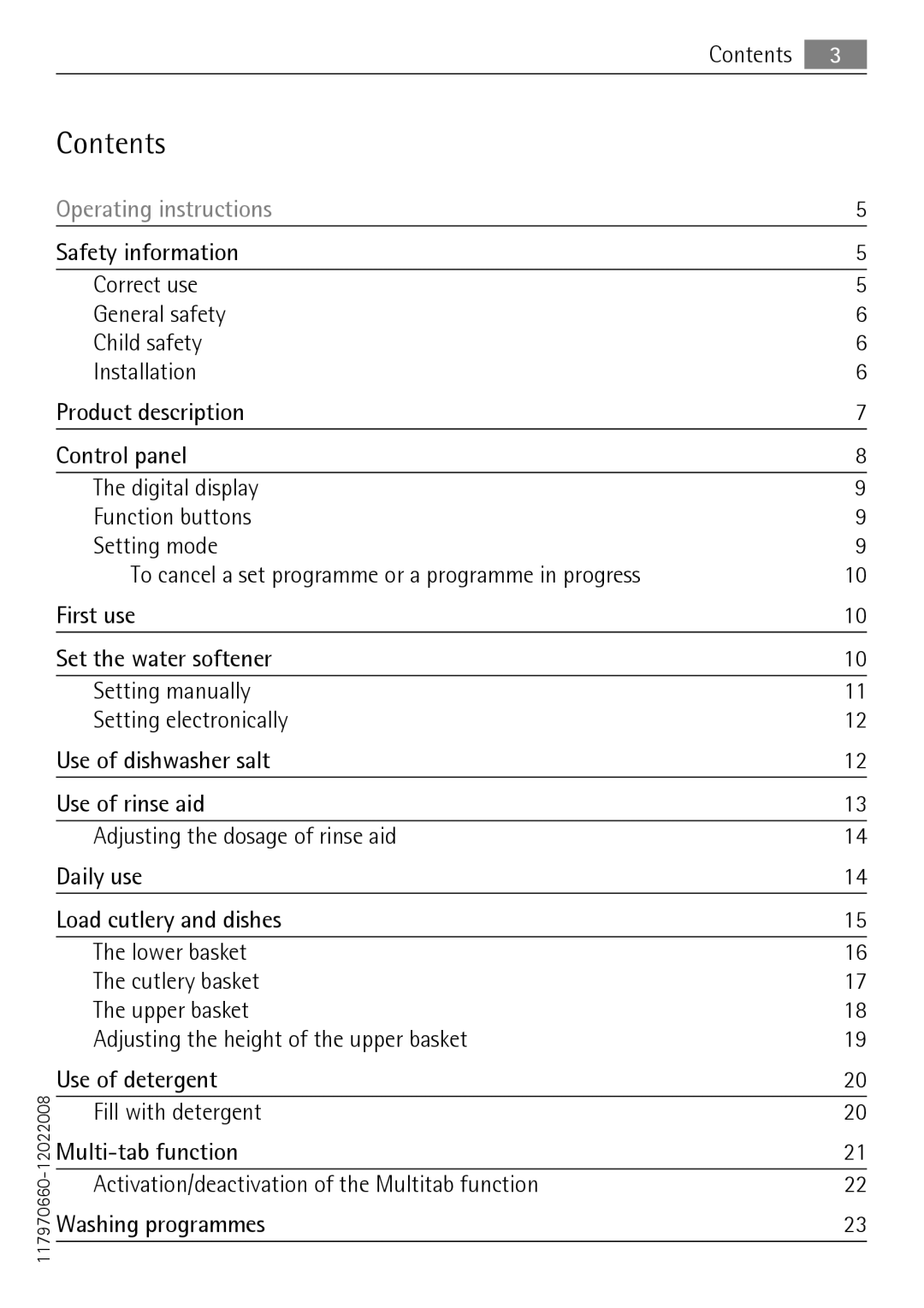 Electrolux 50877 user manual Contents 