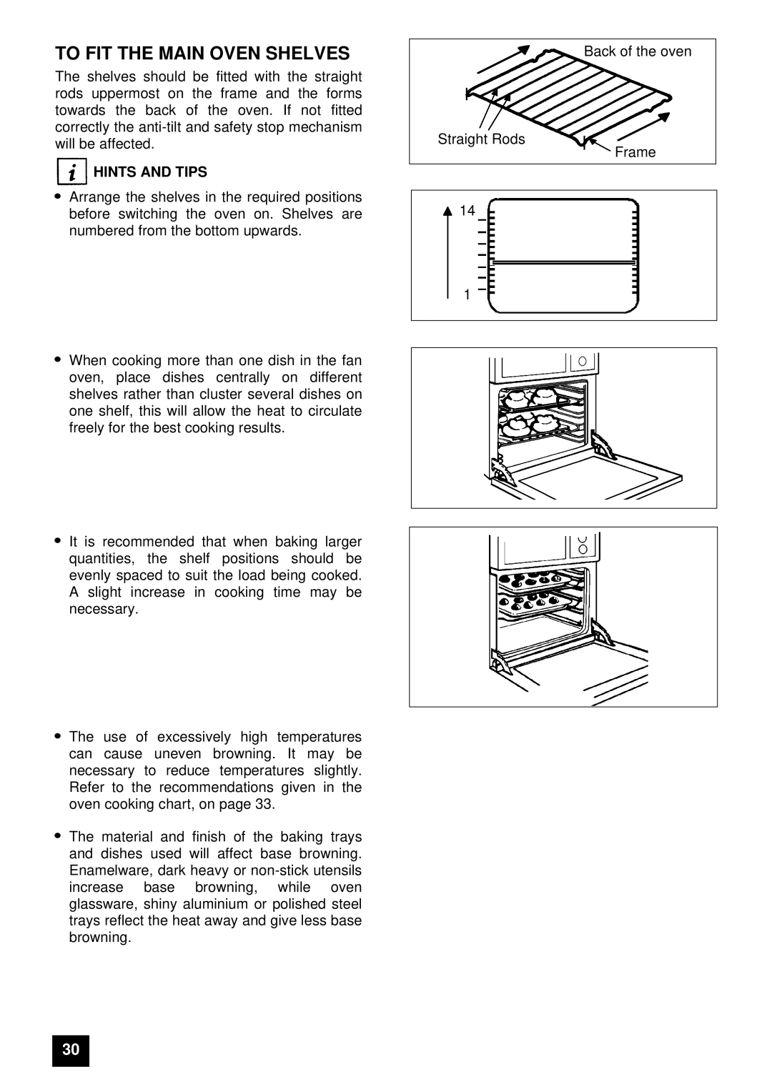 Electrolux 5210 BU installation instructions To FIT the Main Oven Shelves 