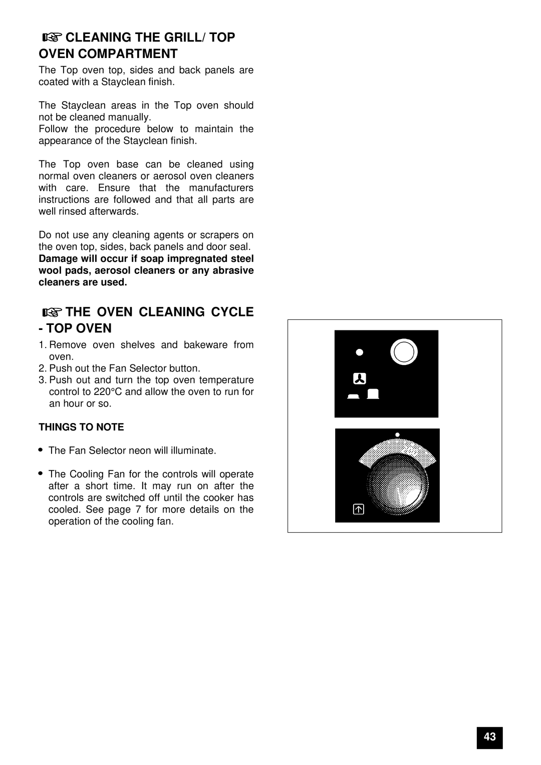 Electrolux 5210 BU installation instructions Cleaning the GRILL/ TOP Oven Compartment, Oven Cleaning Cycle TOP Oven 