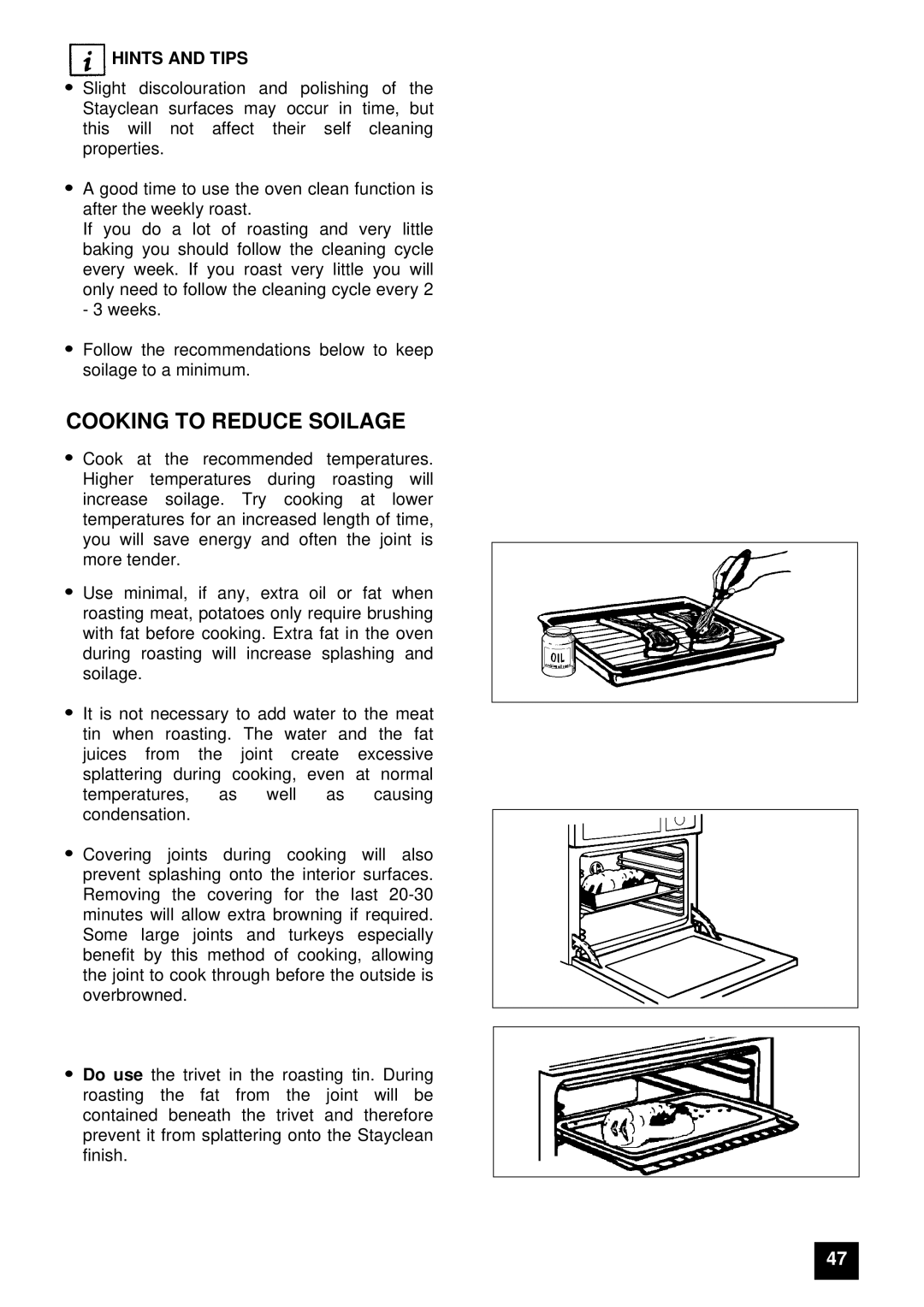 Electrolux 5210 BU installation instructions Cooking to Reduce Soilage 