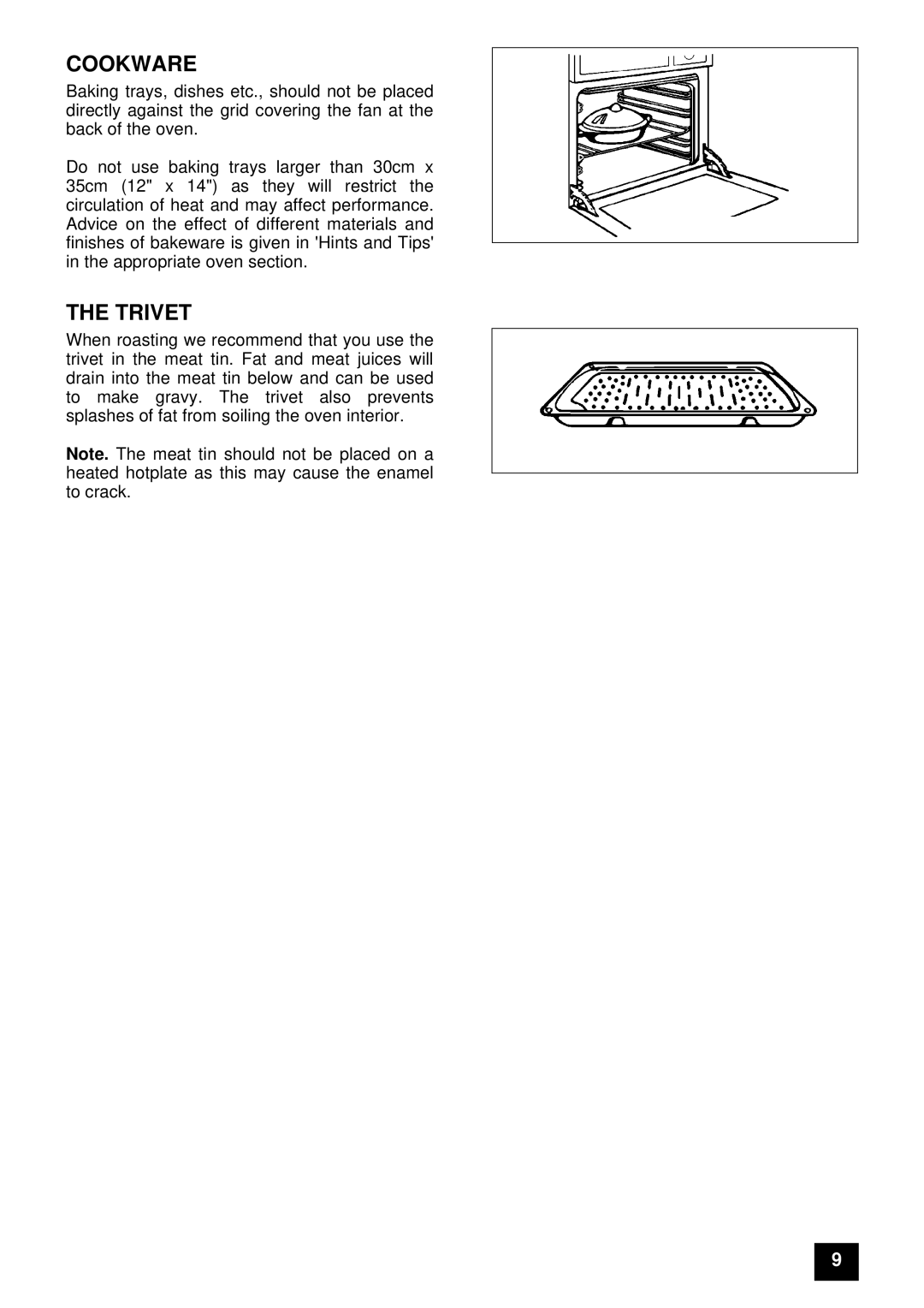 Electrolux 5210 BU installation instructions Cookware, Trivet 