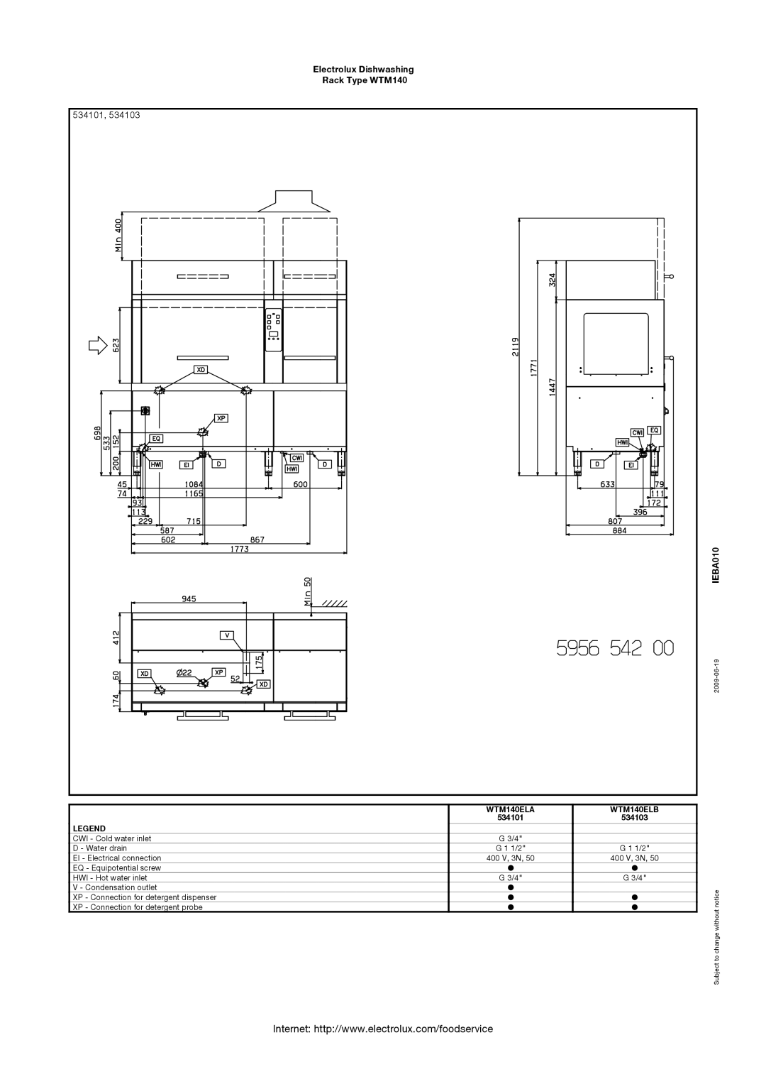 Electrolux 534124, 534100, 534125, 534102, WTM140ERB, WTM140ERA, WTM140SLA, WTM140SRA WTM140ELA WTM140ELB, 534101 534103 